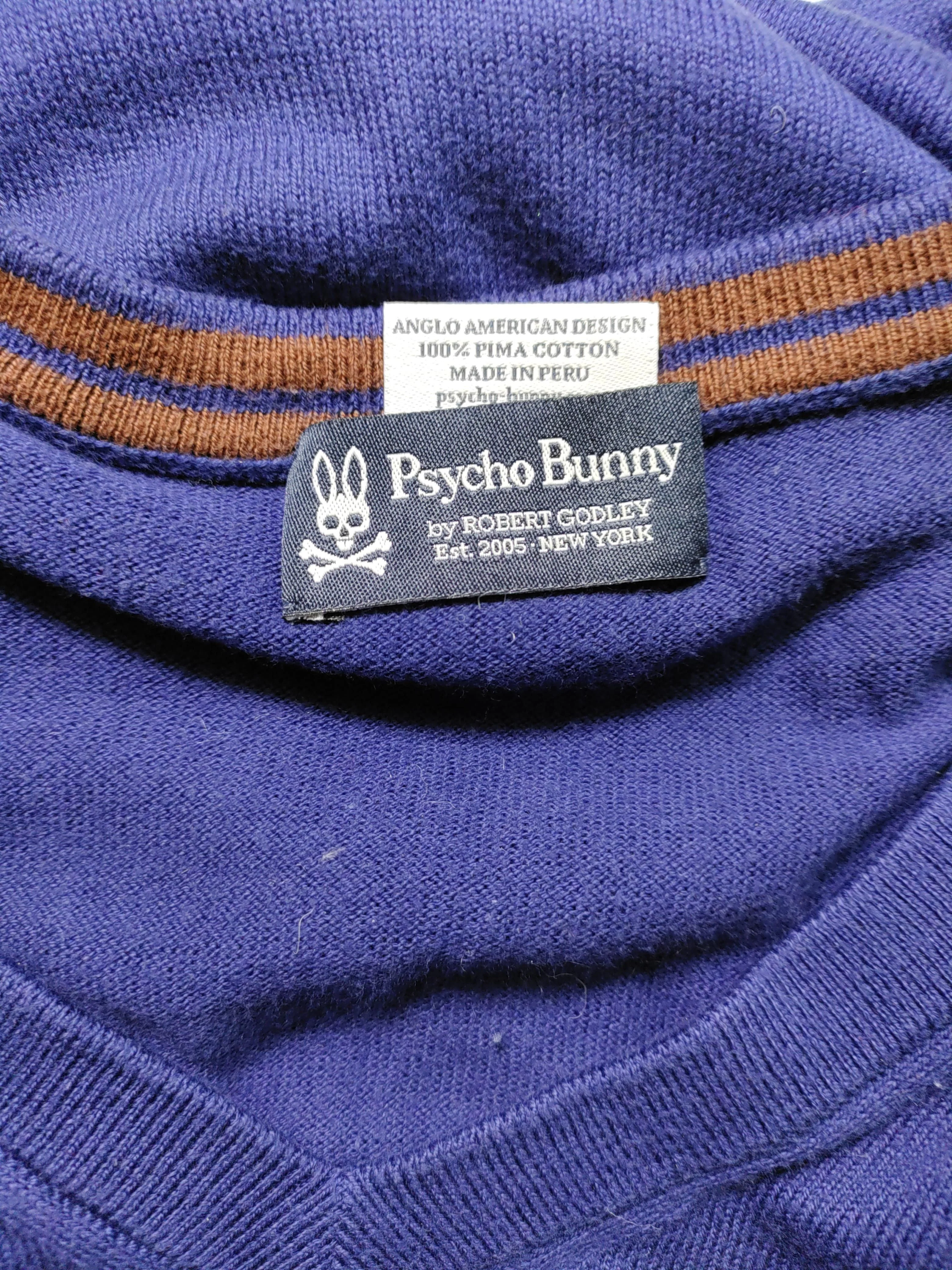 Psycho Bunny By Robert Godley Men's Jumper XL Blue 100% Cotton V-Neck Pullover - Image 5