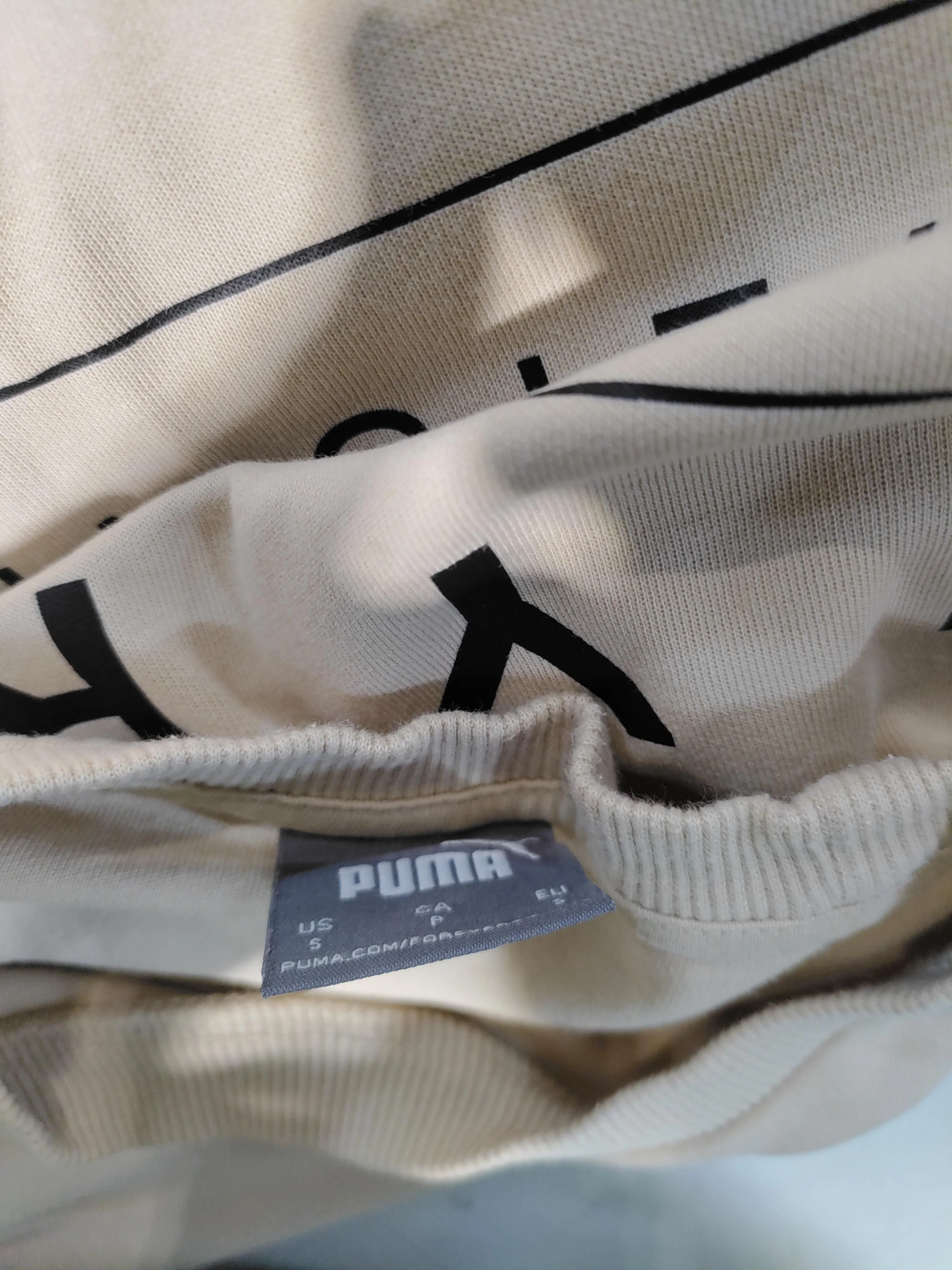 Puma Men's Hoodie S Cream Graphic 100% Other Pullover - Image 5