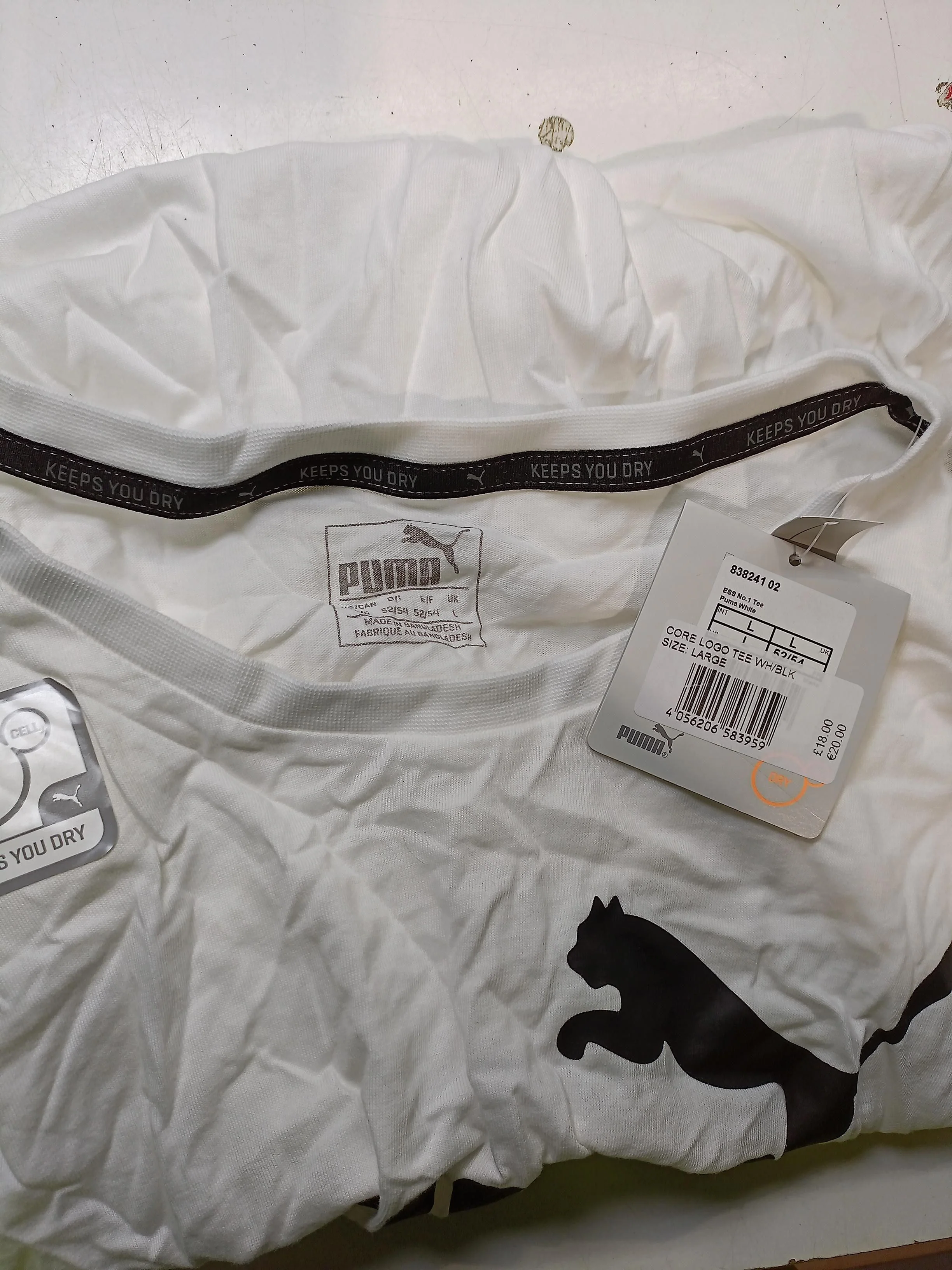 Puma Men's T-Shirt L White Graphic 100% Polyester Basic - Image 5