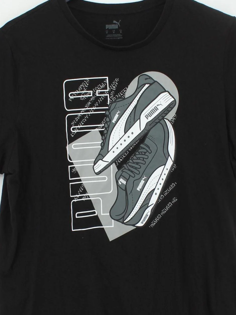Puma Men's T-Shirt M Black Graphic 100% Cotton Basic - Image 3