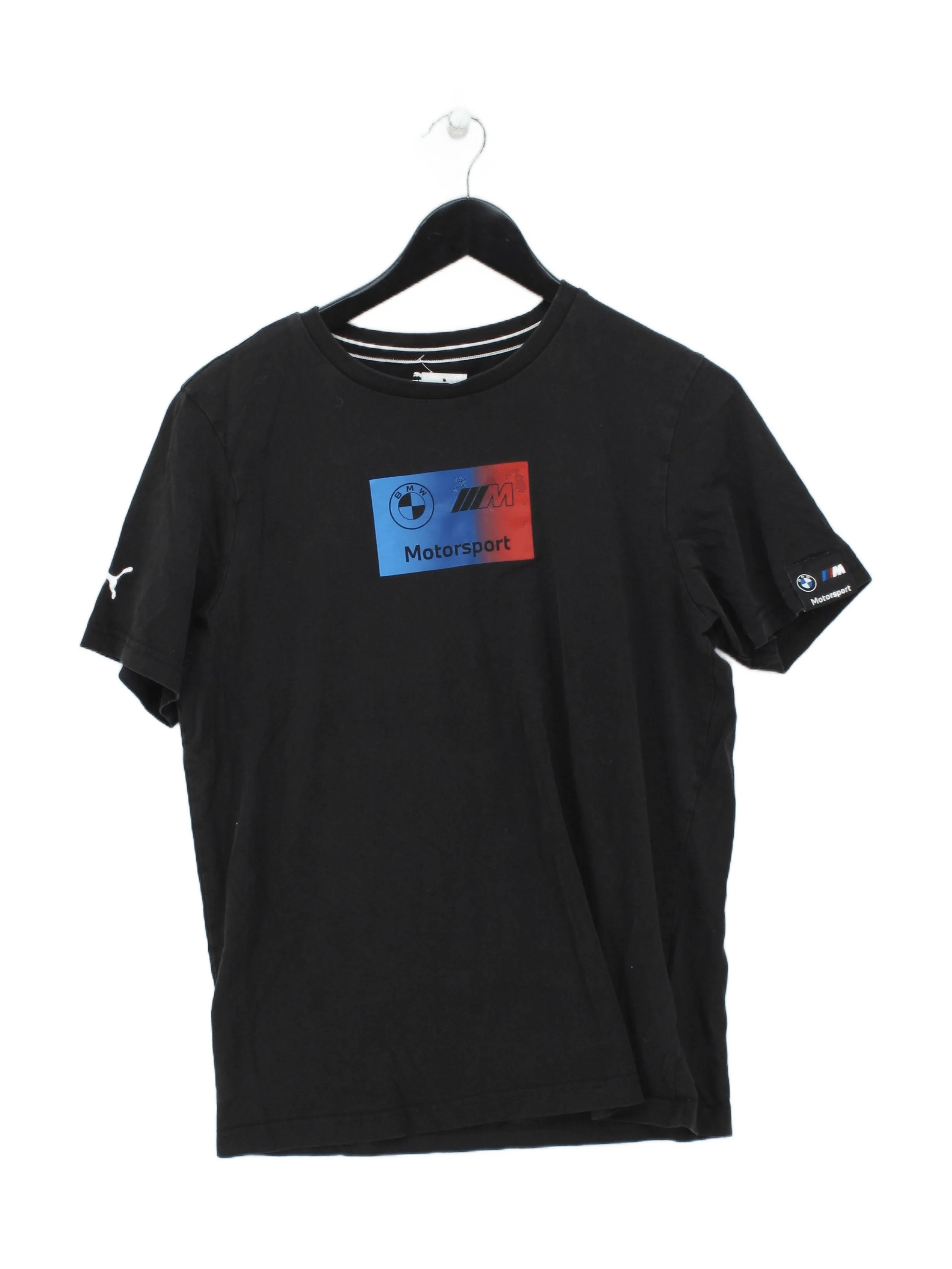 Puma Men's T-Shirt M Black Graphic 100% Cotton Basic
