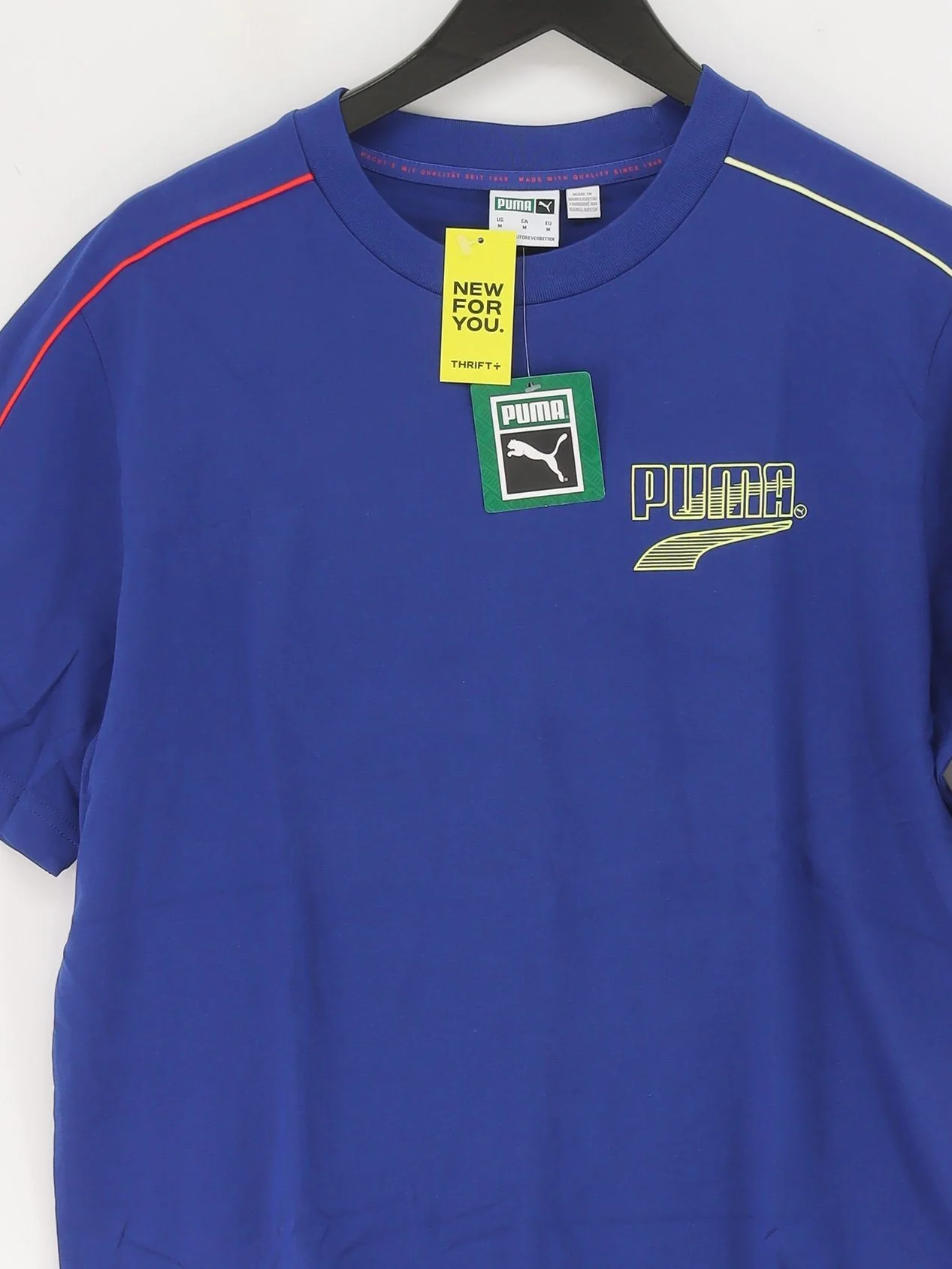 Puma Men's T-Shirt M Blue Cotton with Polyester Crew Neck Basic New with tags - Image 3