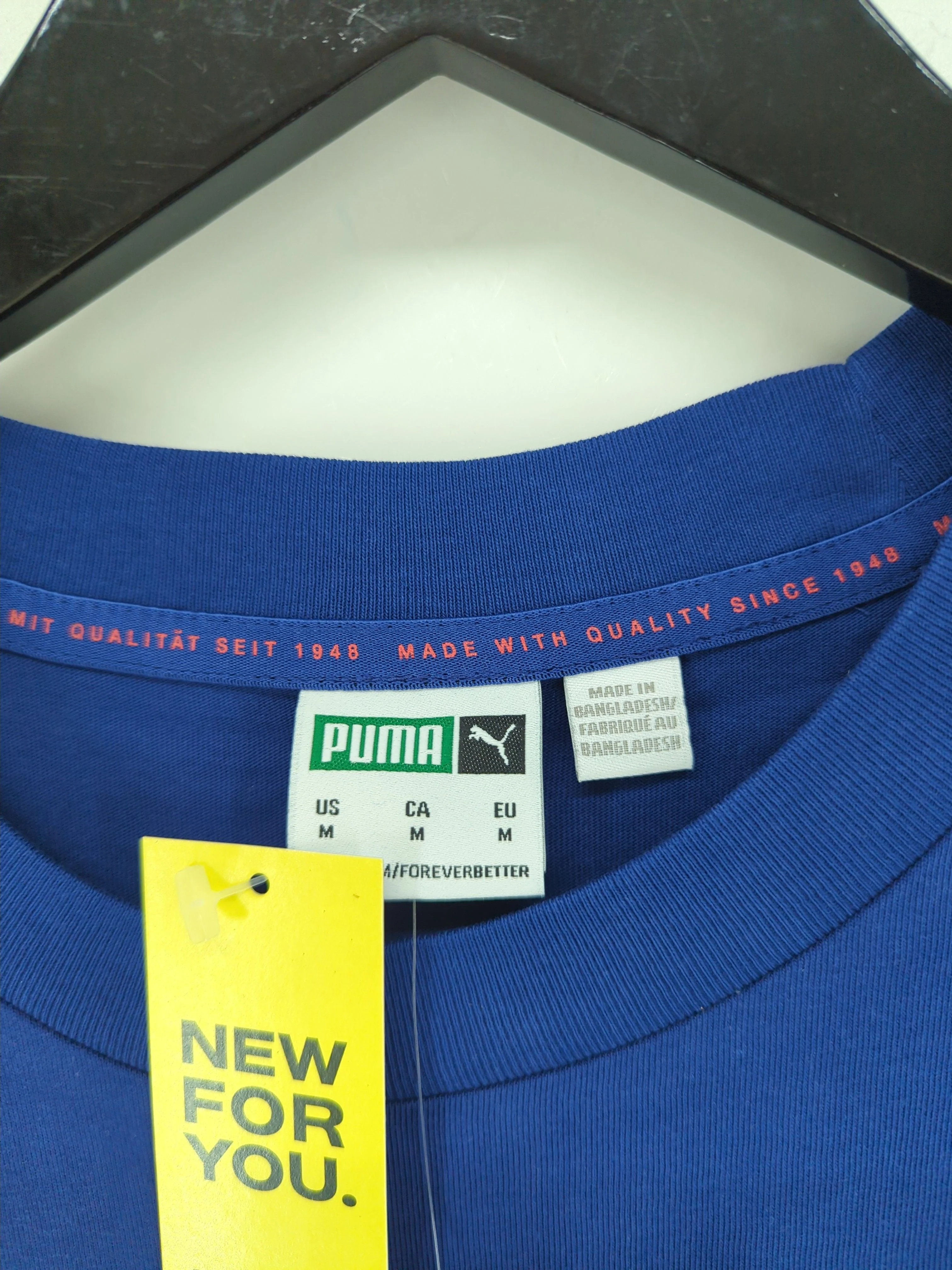 Puma Men's T-Shirt M Blue Cotton with Polyester Crew Neck Basic New with tags - Image 5