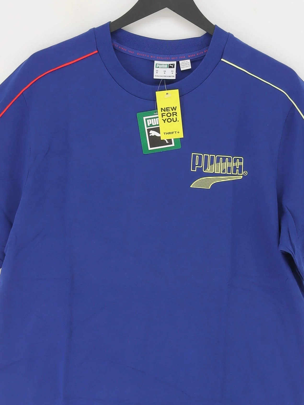 Puma Men's T-Shirt M Blue Cotton with Polyester Crew Neck Basic New with tags - Image 3