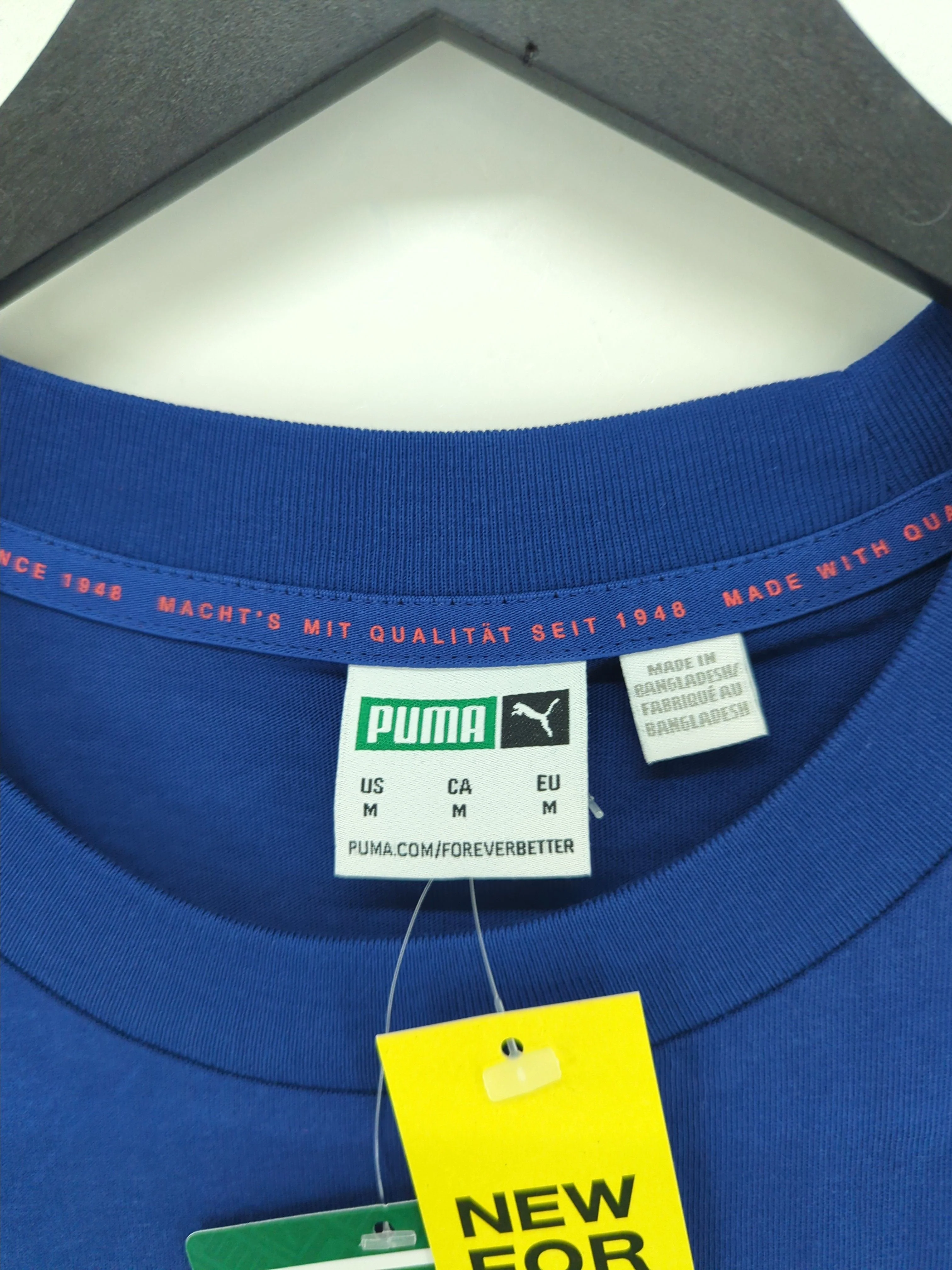 Puma Men's T-Shirt M Blue Cotton with Polyester Crew Neck Basic New with tags - Image 5