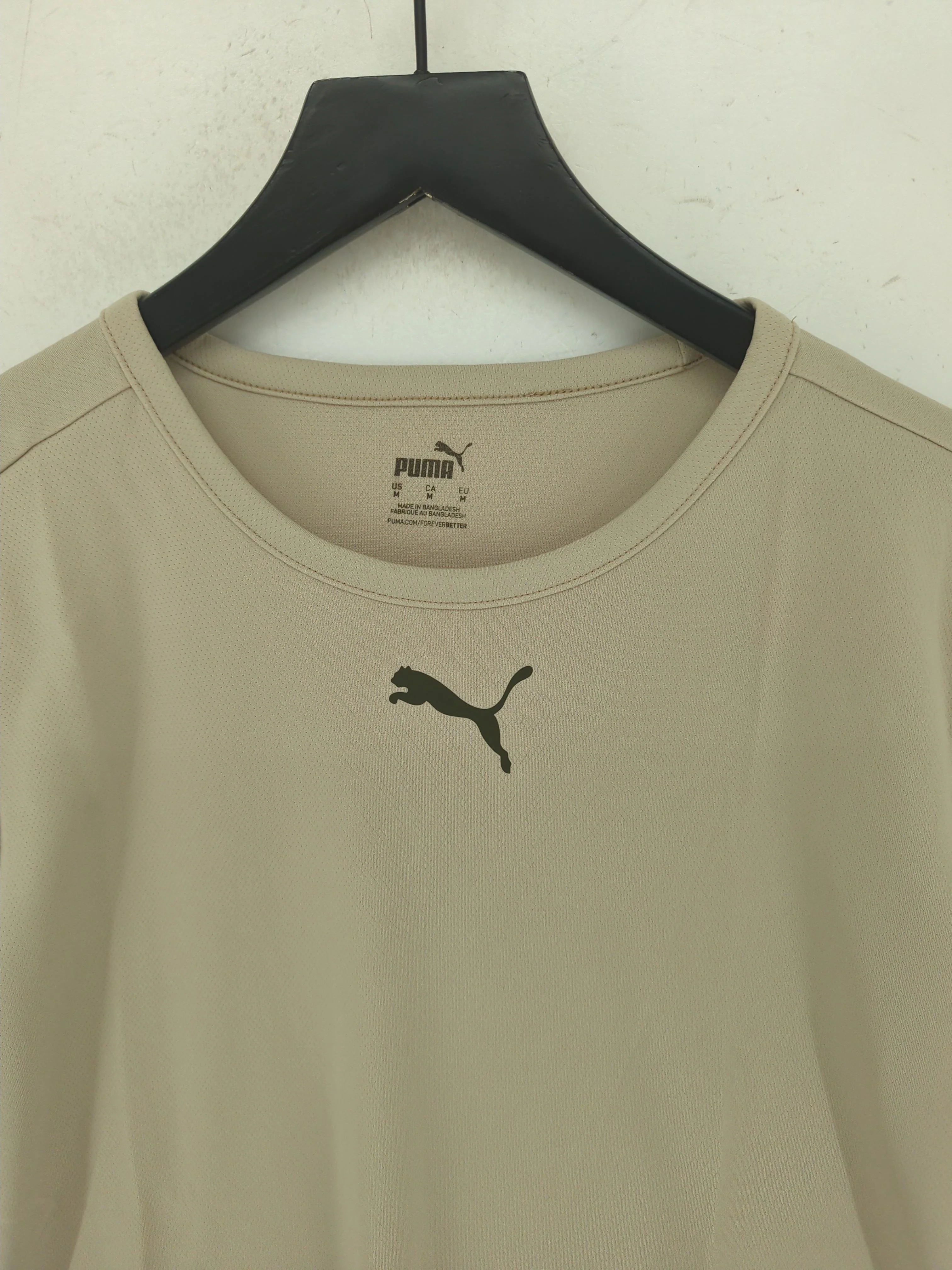 Puma Men's T-Shirt M Tan Striped 100% Polyester Crew Neck Basic New with tags - Image 3