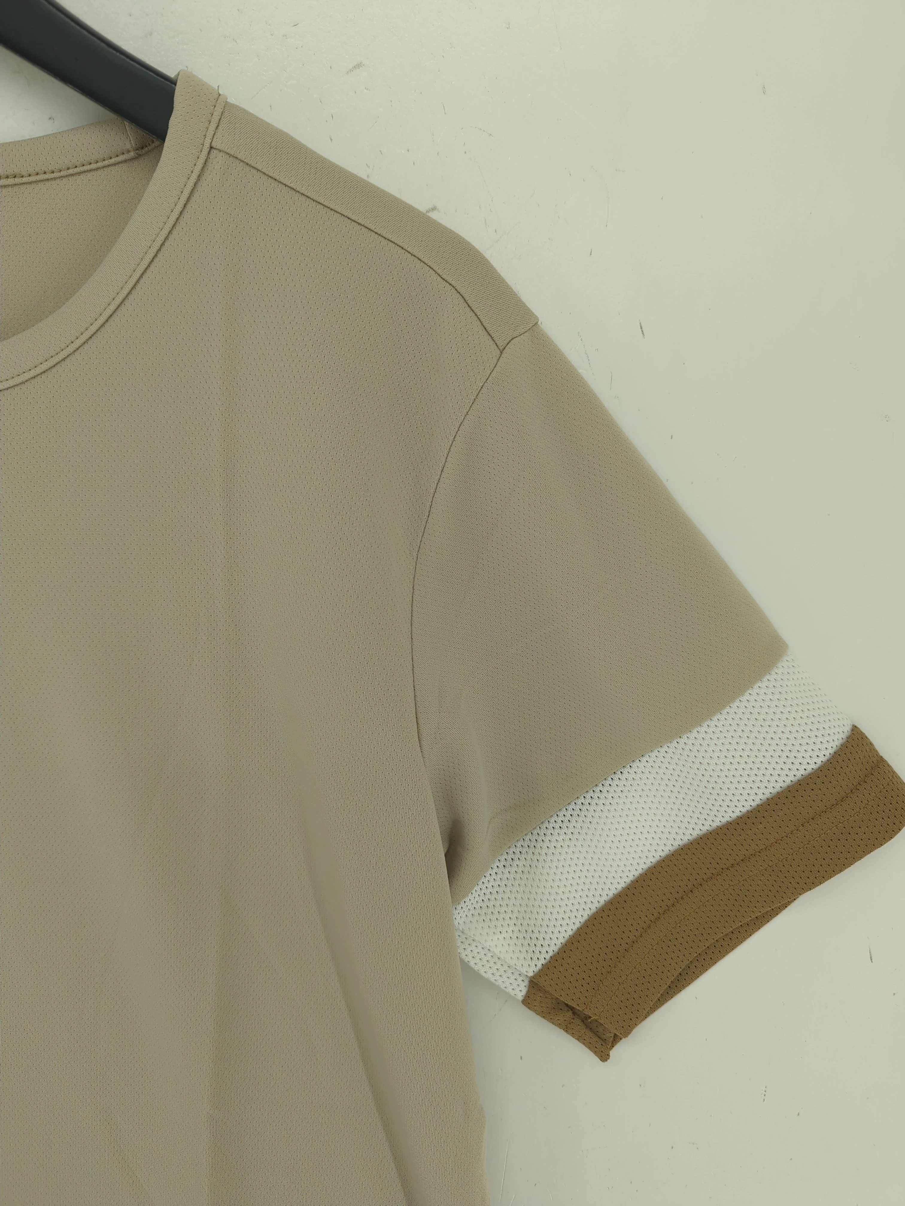 Puma Men's T-Shirt M Tan Striped 100% Polyester Crew Neck Basic New with tags - Image 4
