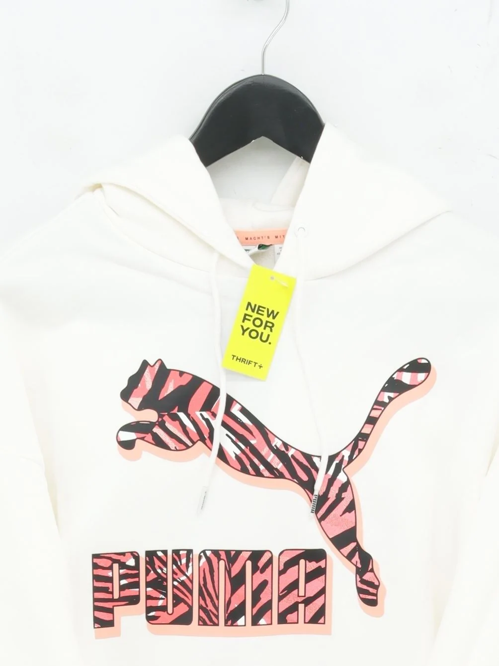 Puma Women's Hoodie M White Graphic Cotton with Elastane Pullover New with tags - Image 3