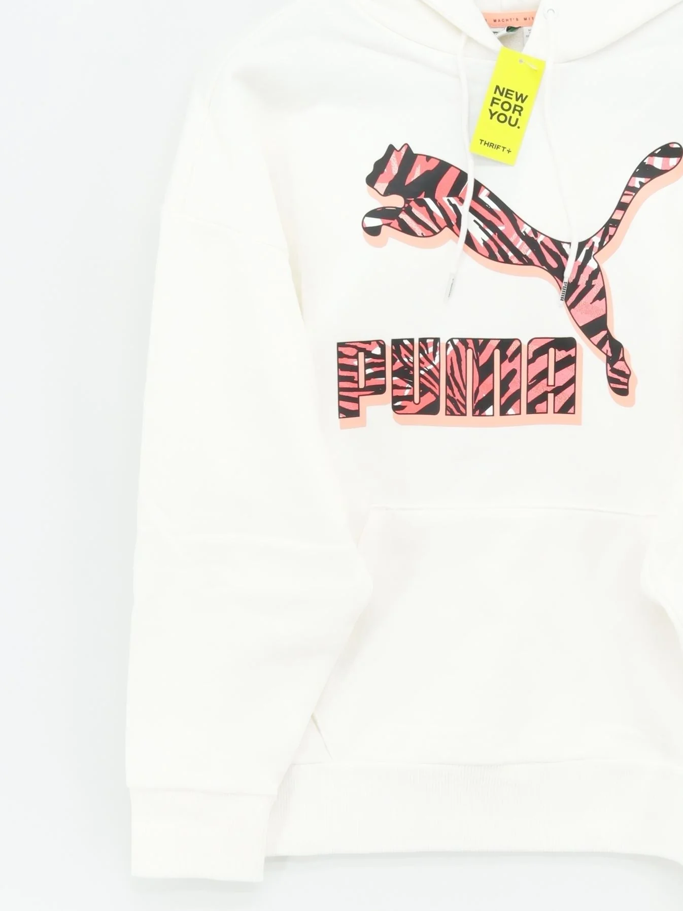 Puma Women's Hoodie M White Graphic Cotton with Elastane Pullover New with tags - Image 4