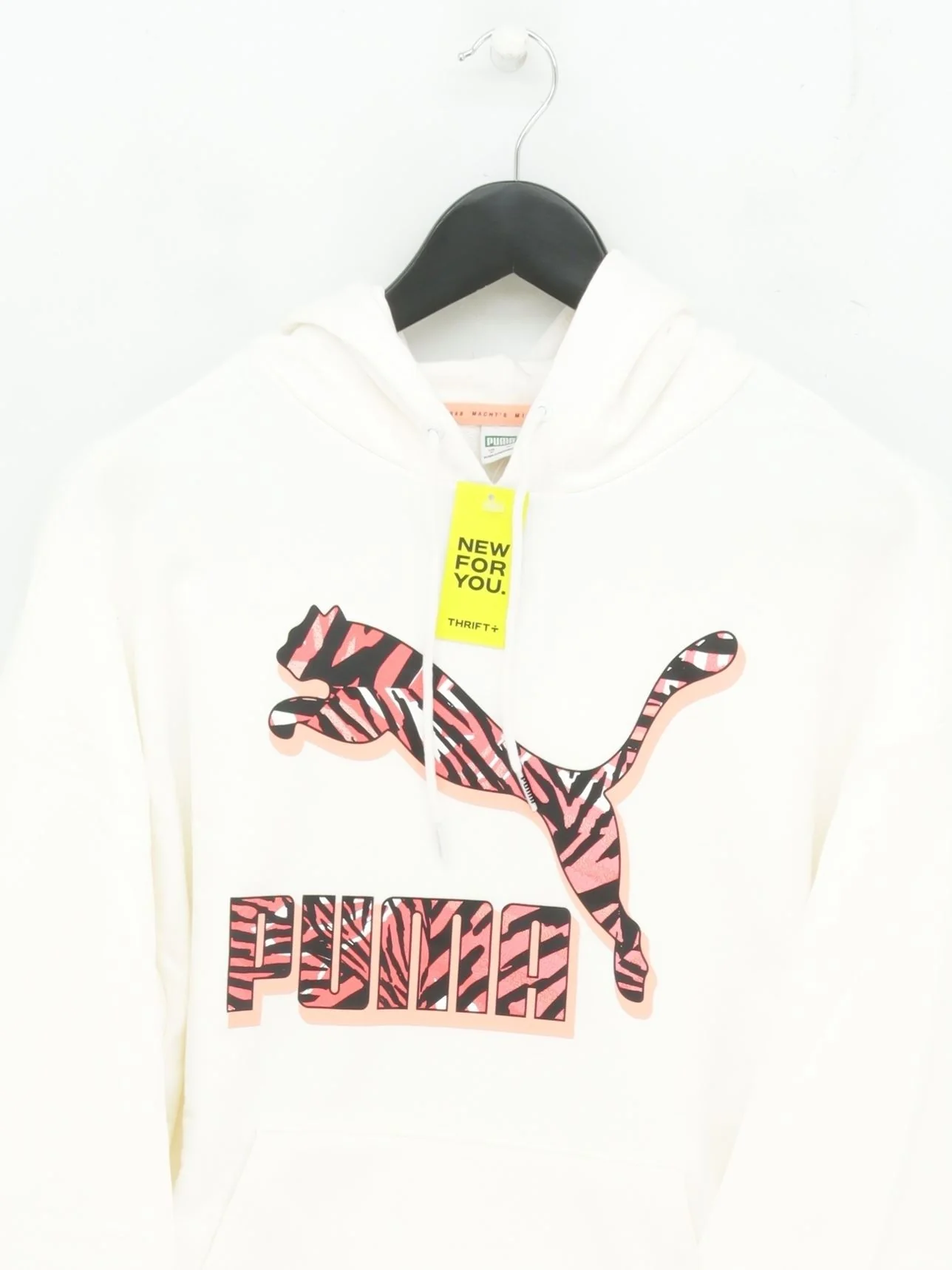 Puma Women's Hoodie M White Graphic Cotton with Elastane Pullover New with tags - Image 3