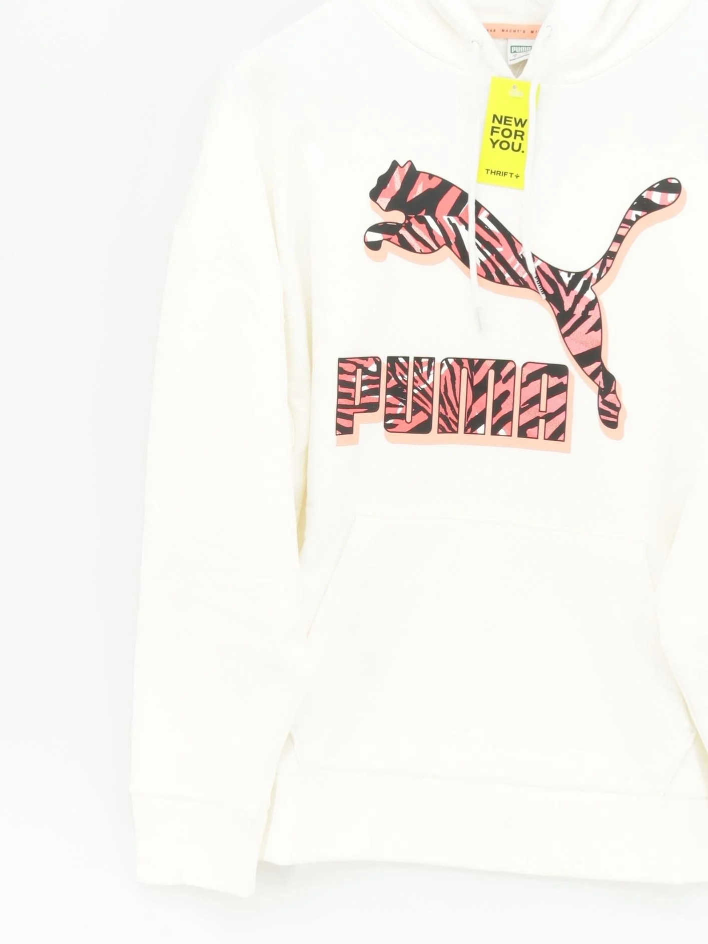 Puma Women's Hoodie M White Graphic Cotton with Elastane Pullover New with tags - Image 4