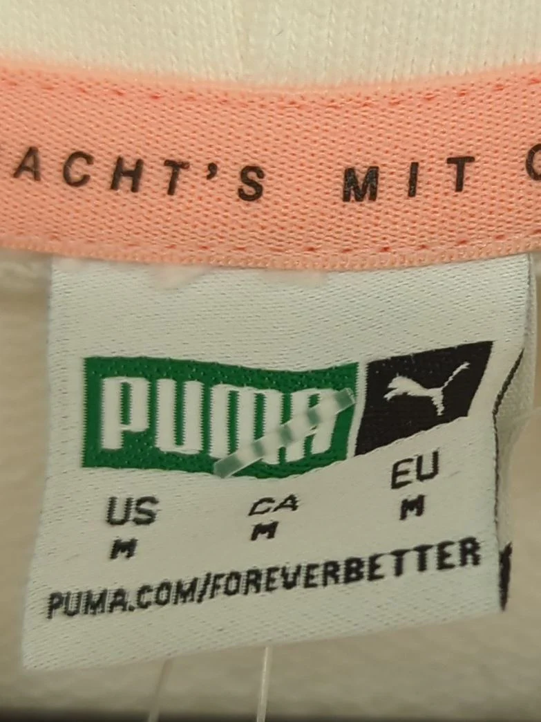 Puma Women's Hoodie M White Graphic Cotton with Elastane Pullover New with tags - Image 5