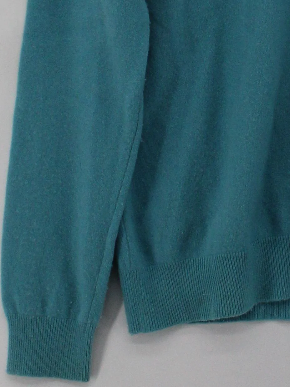Pure Collection Men's Jumper M Blue 100% Cashmere V-Neck Pullover - Image 4