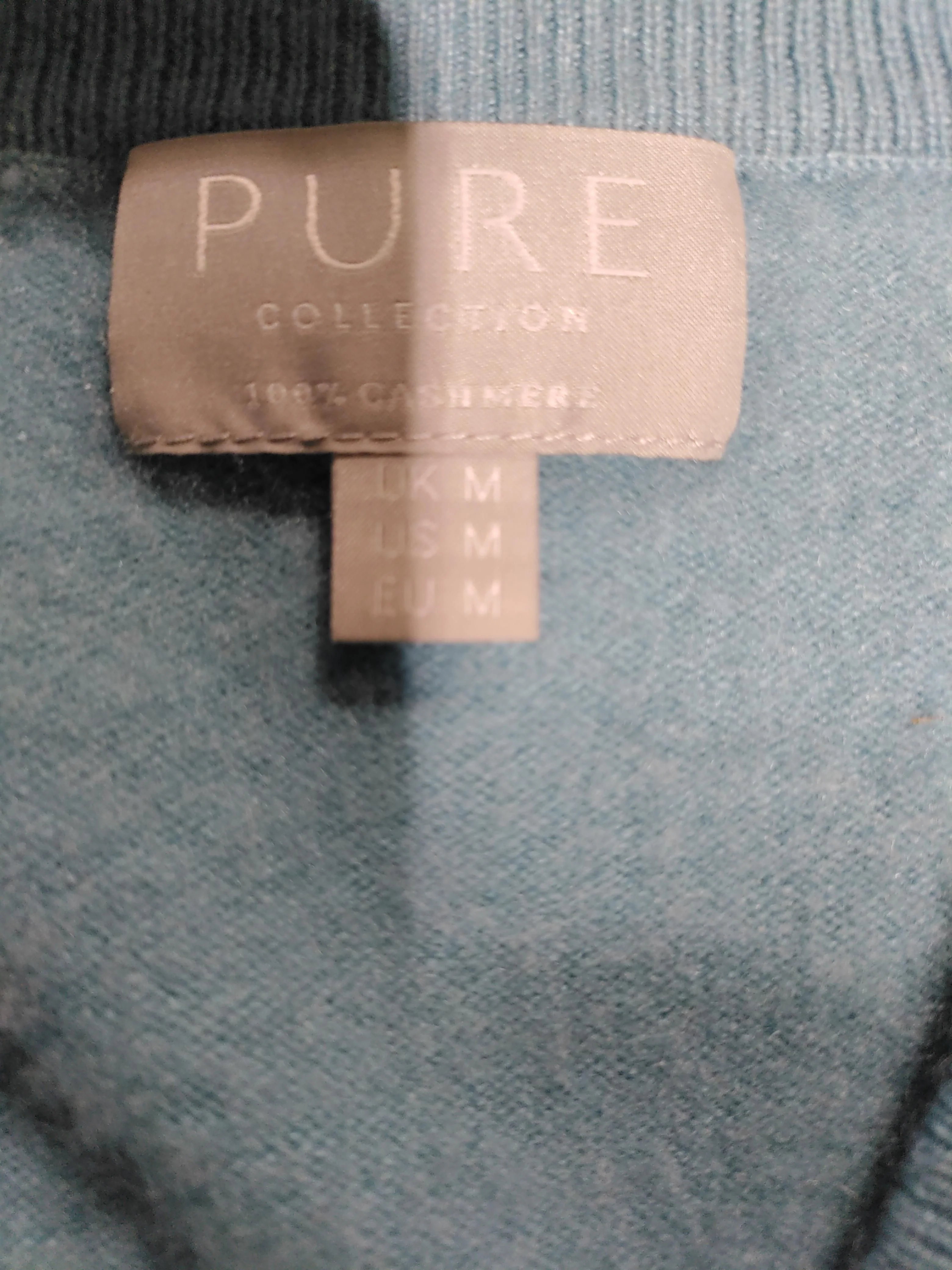 Pure Collection Men's Jumper M Blue 100% Cashmere V-Neck Pullover - Image 5