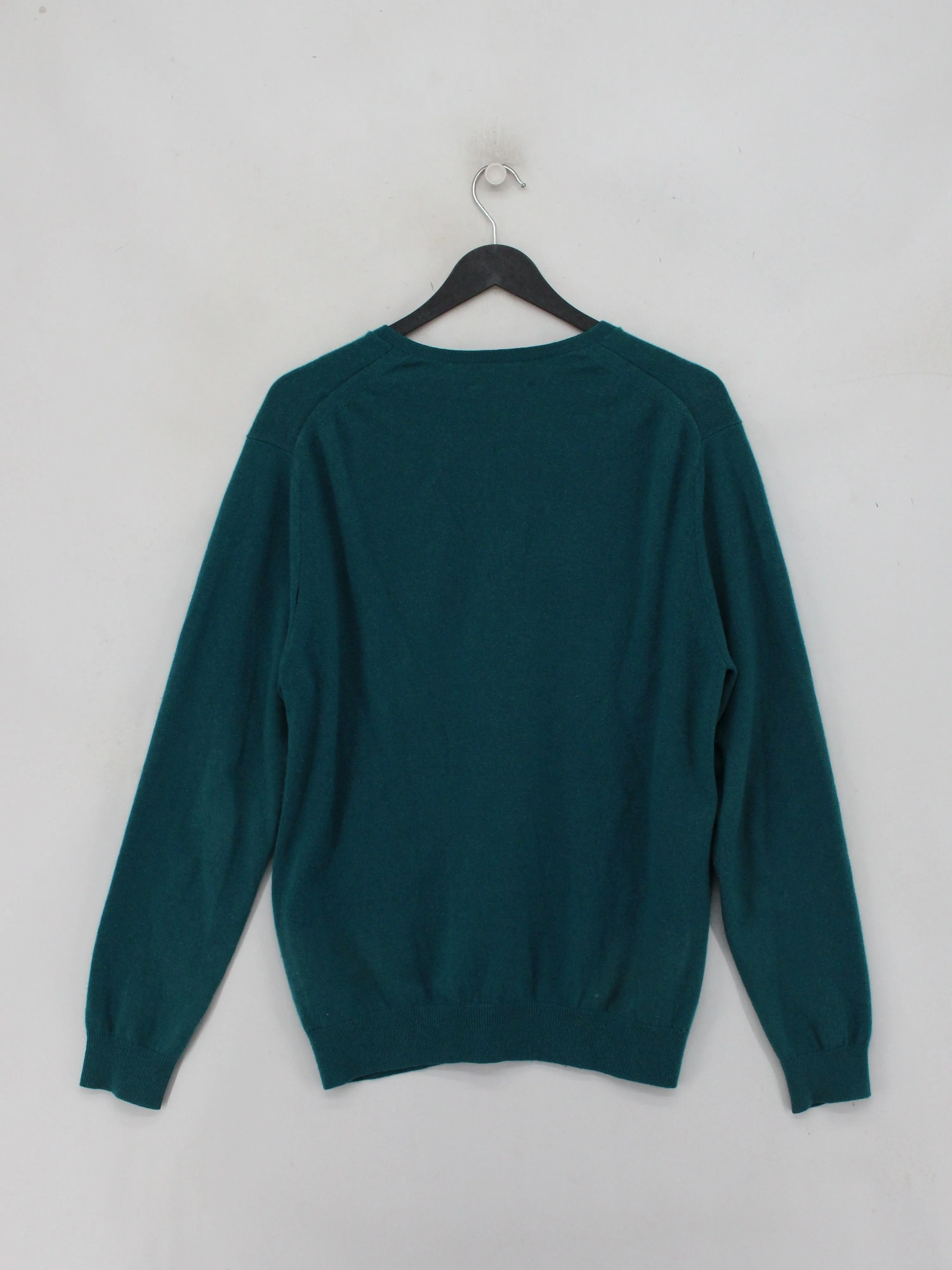 Pure Collection Men's Jumper M Green 100% Cashmere V-Neck Pullover - Image 2