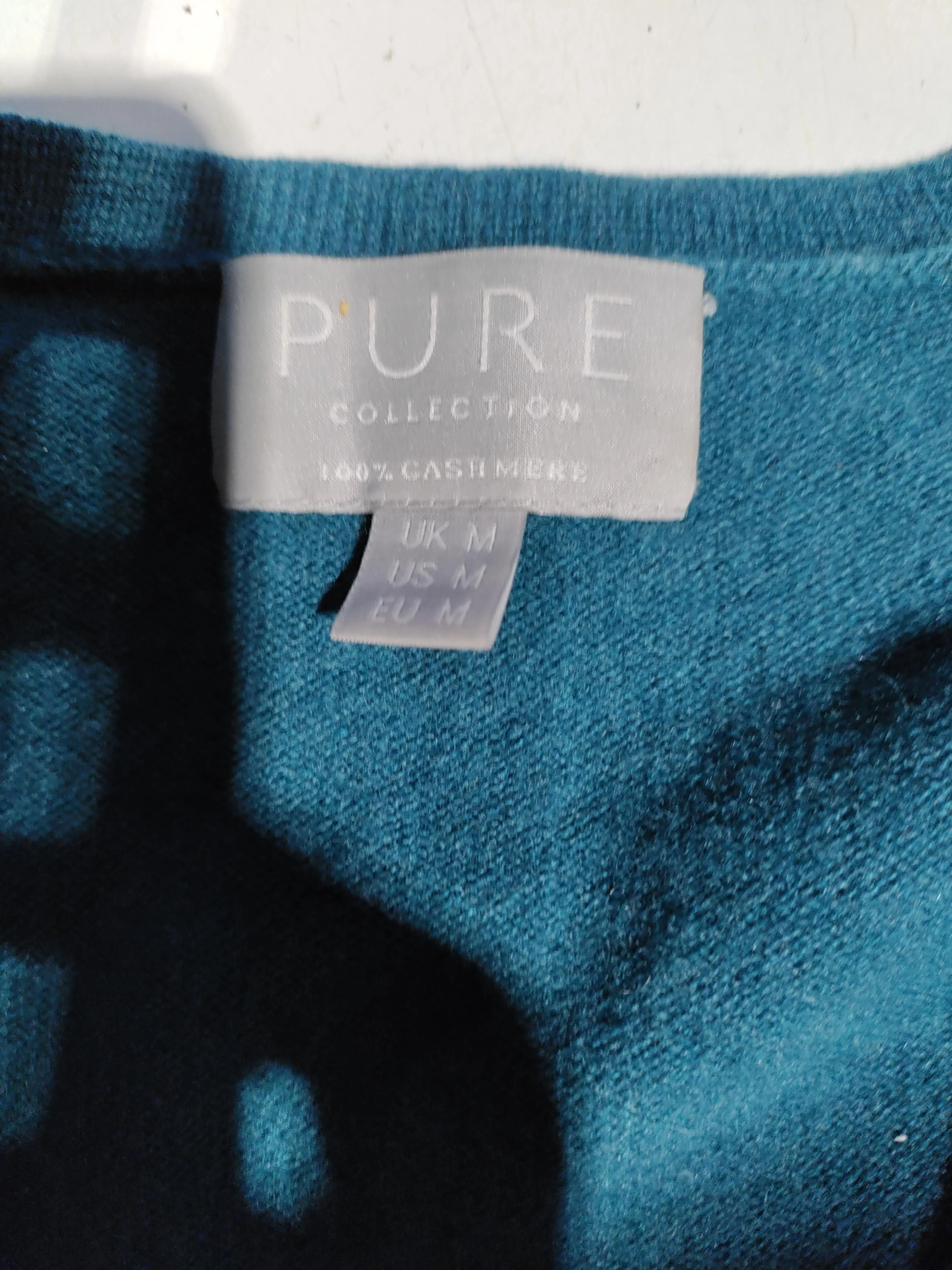 Pure Collection Men's Jumper M Green 100% Cashmere V-Neck Pullover - Image 5