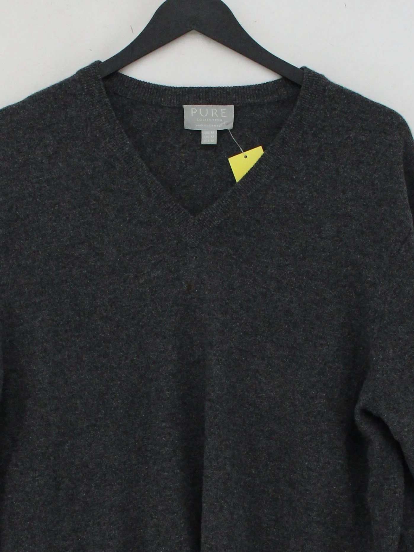 Pure Collection Men's Jumper M Grey 100% Cashmere V-Neck Pullover - Image 3