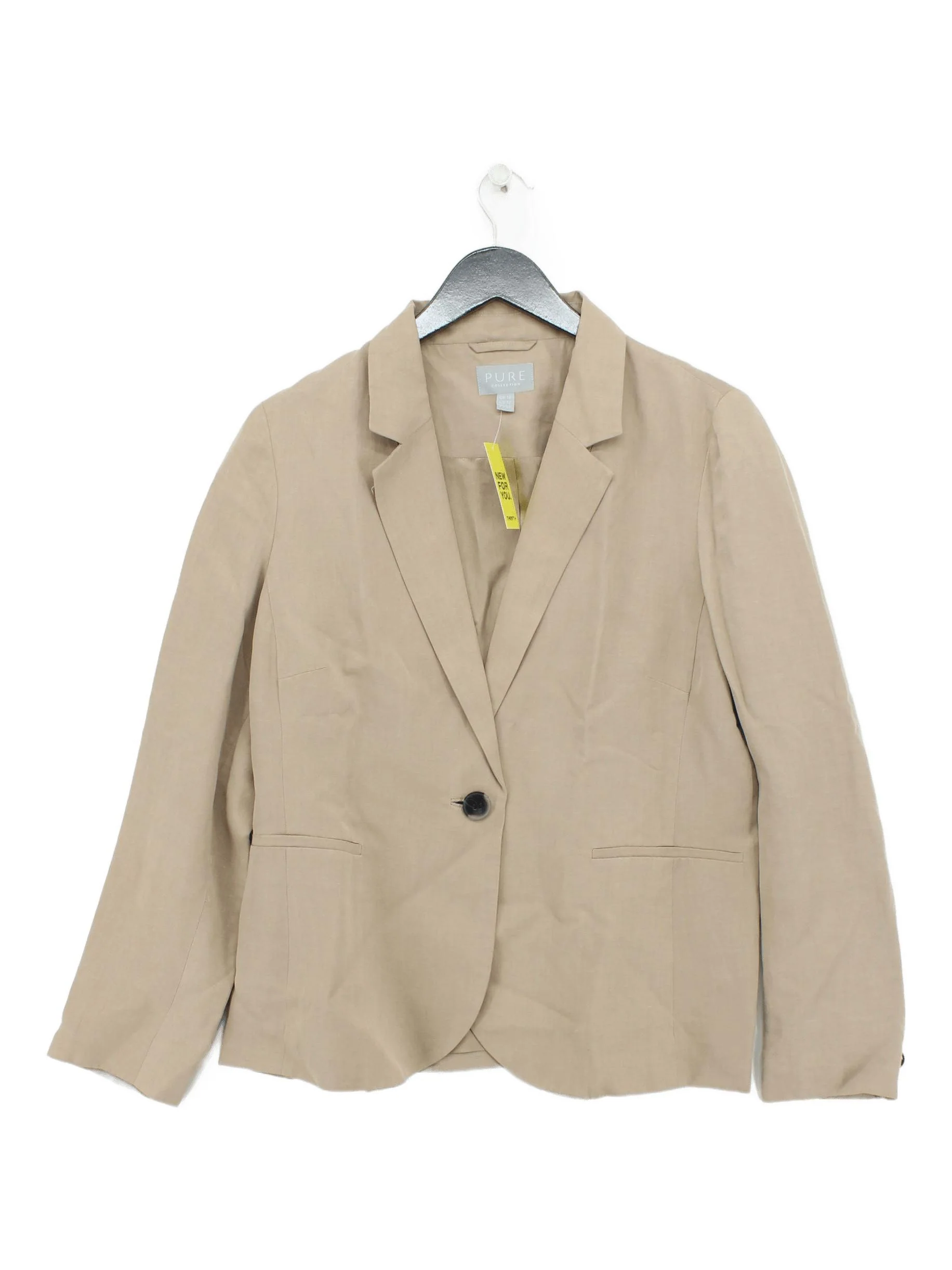 Pure Collection Women's Blazer UK 16 Tan Silk with Linen, Acetate Overcoat