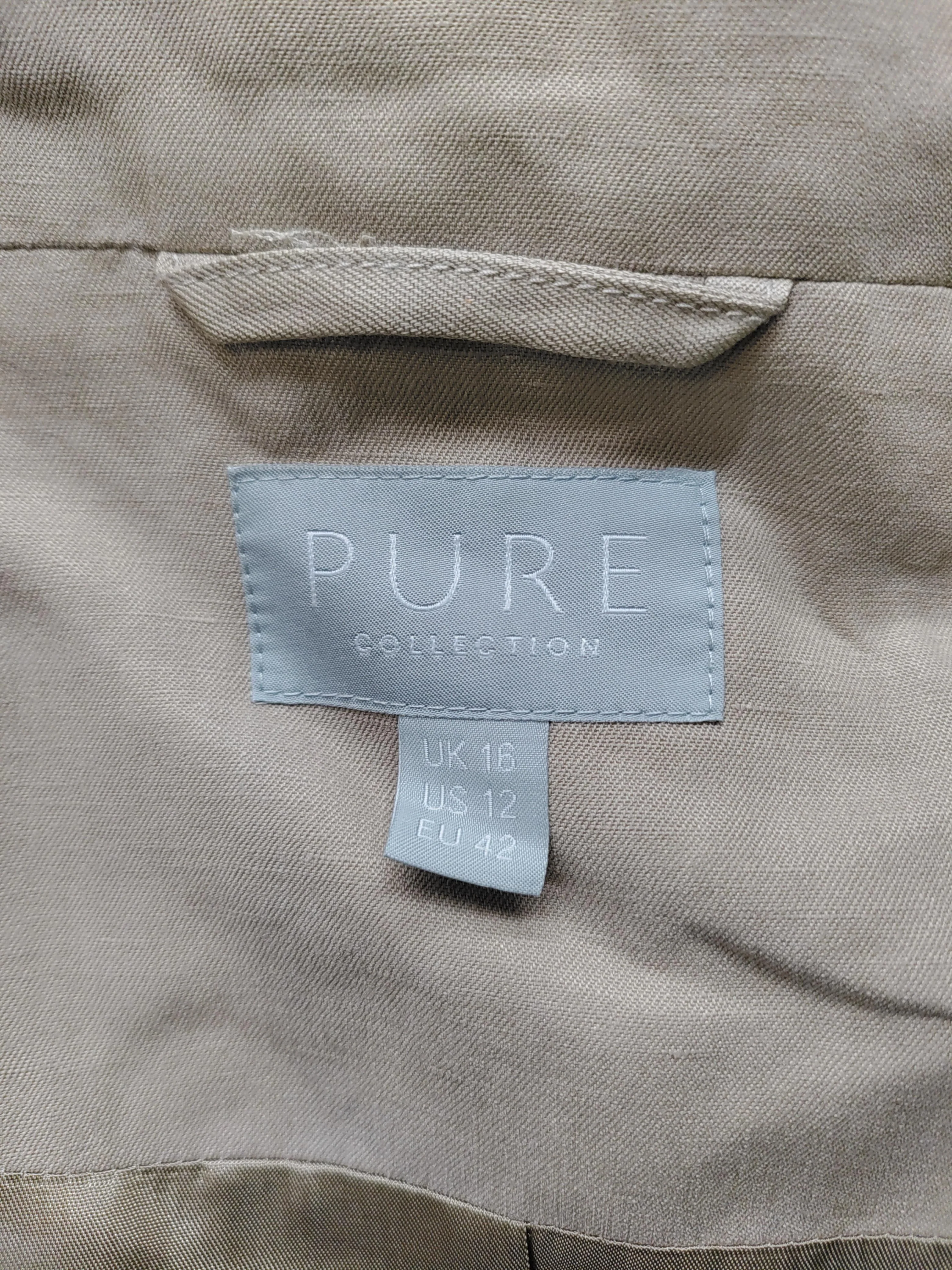 Pure Collection Women's Blazer UK 16 Tan Silk with Linen, Acetate Overcoat - Image 5