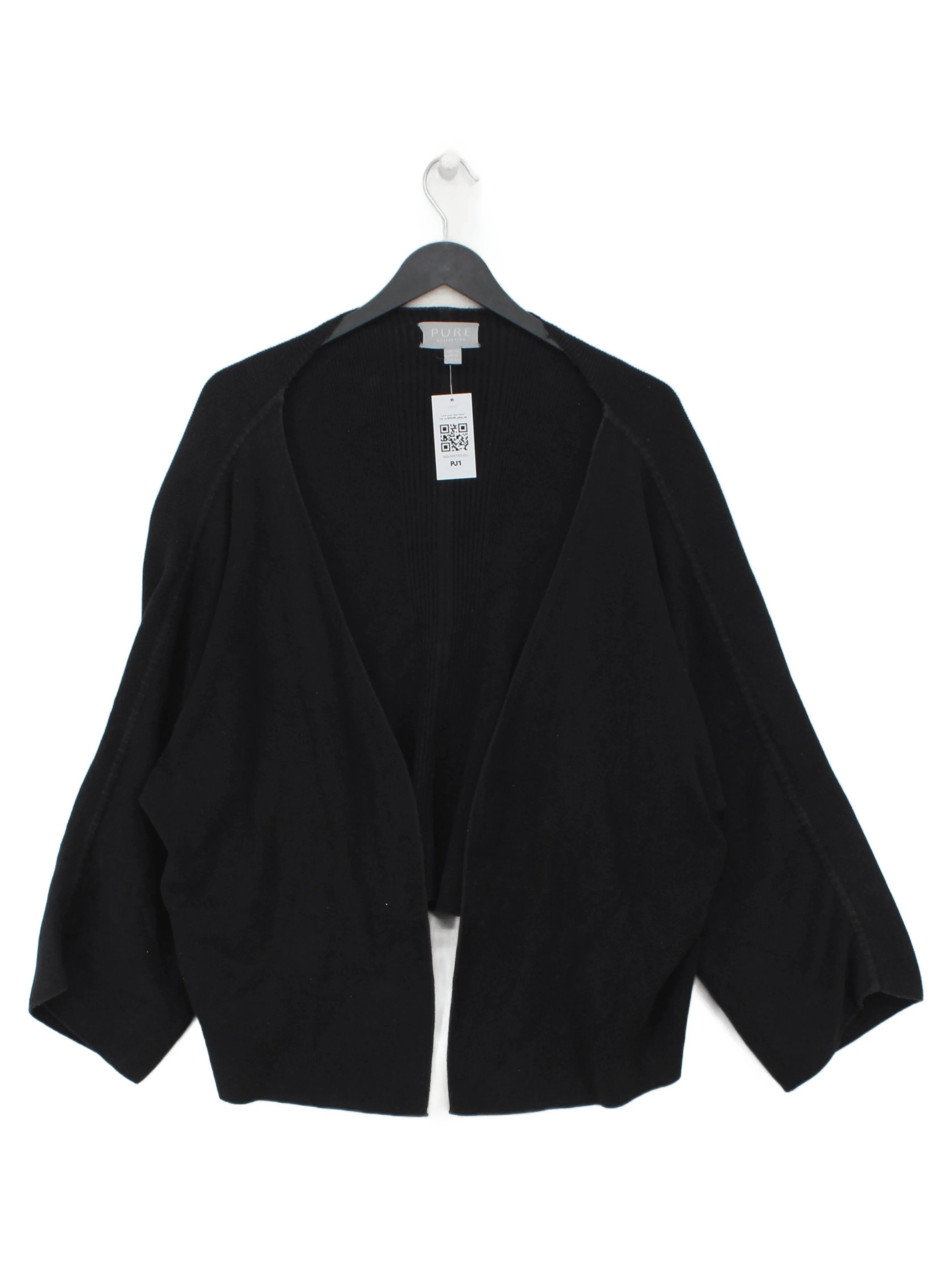Pure Collection Women's Cardigan L Black 100% Cotton V-Neck Cardigan
