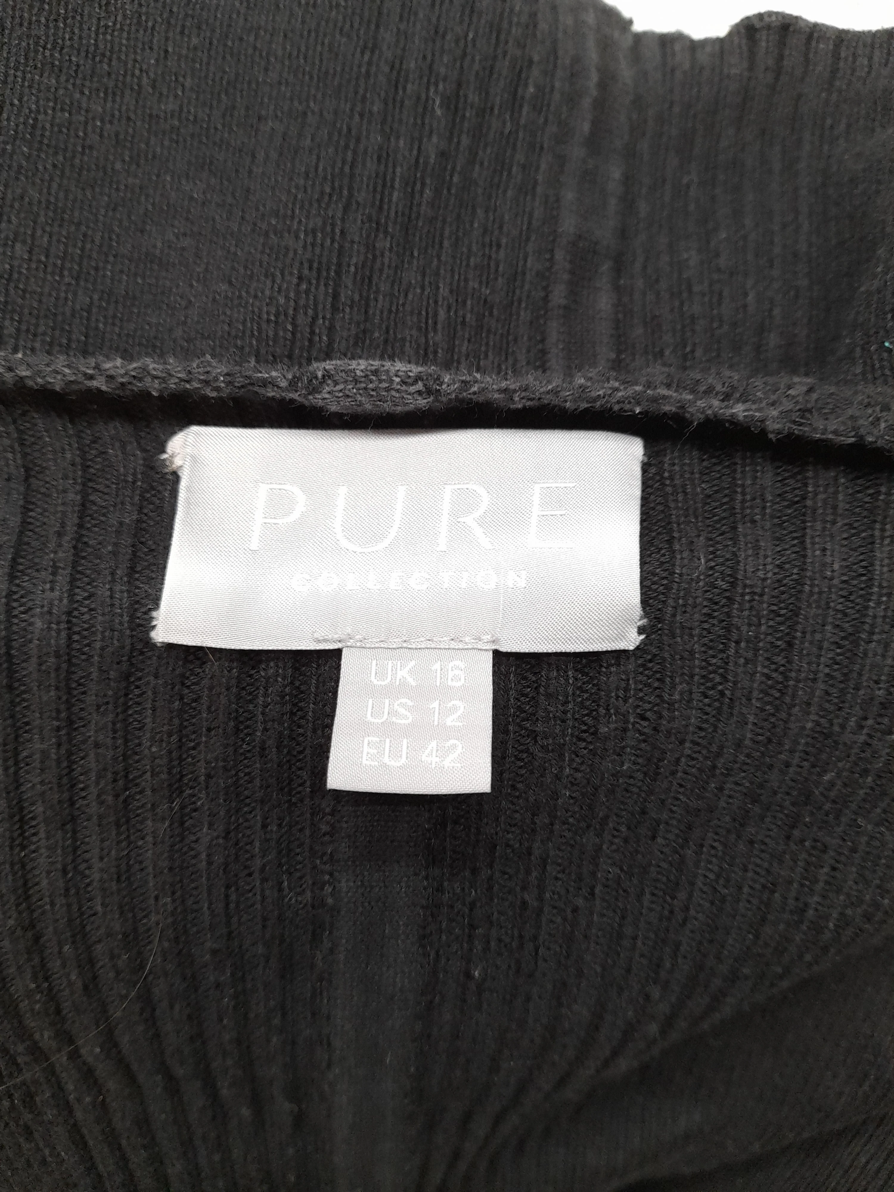 Pure Collection Women's Cardigan L Black 100% Cotton V-Neck Cardigan - Image 7