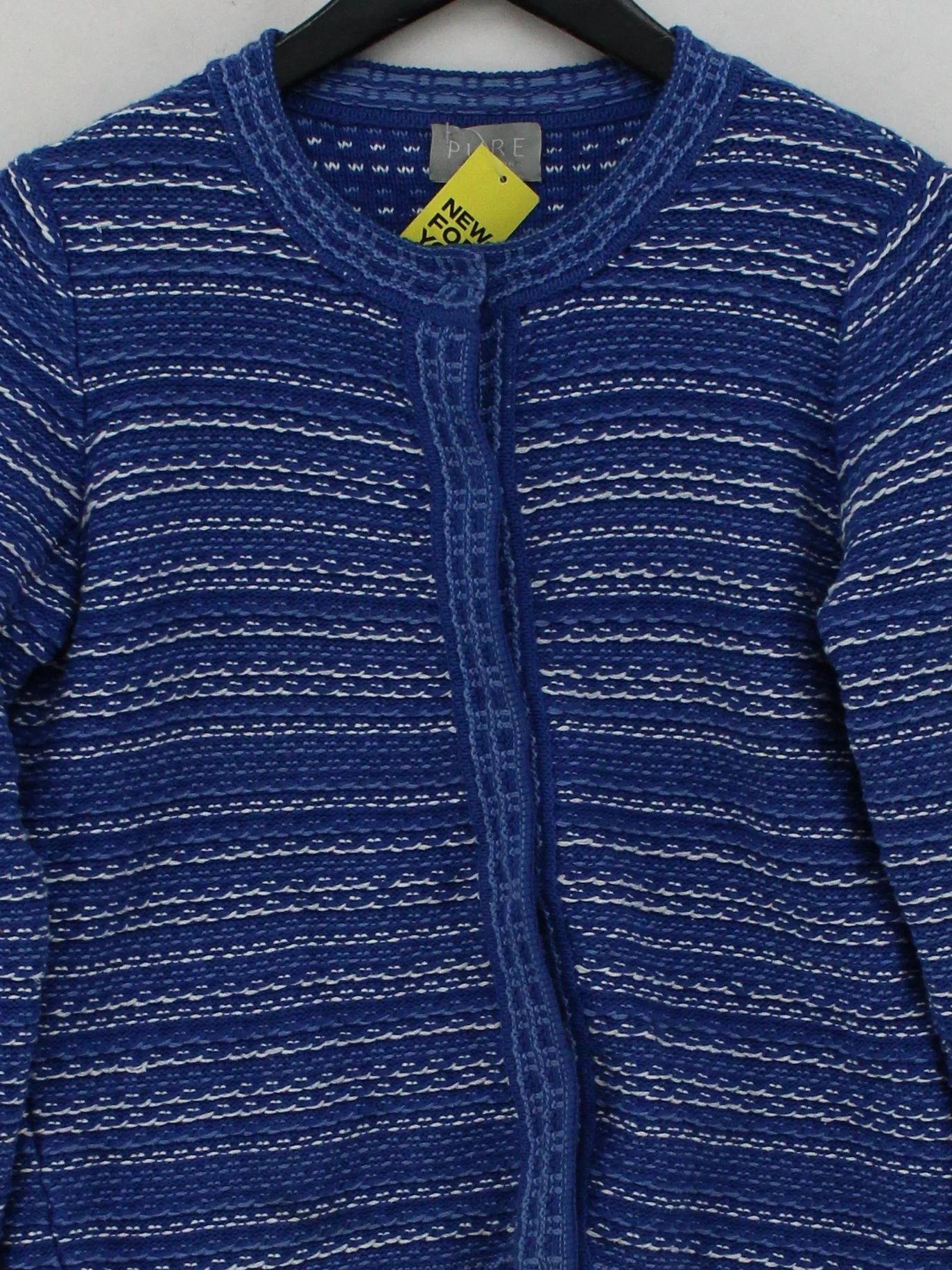 Pure Collection Women's Cardigan M Blue 100% Cotton Round Neck Cardigan - Image 3