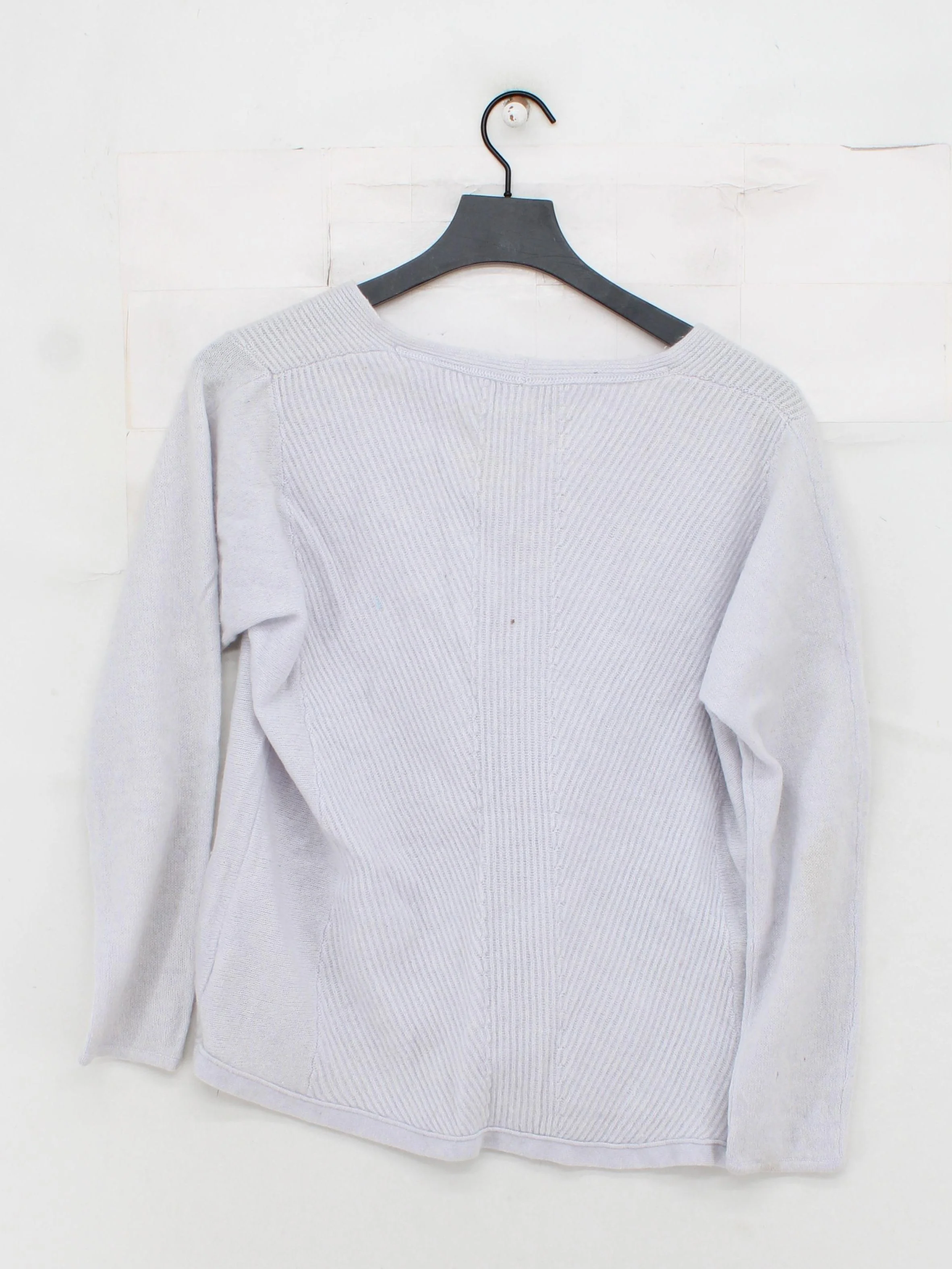 Pure Collection Women's Jumper M Grey 100% Cashmere V-Neck Pullover - Image 2