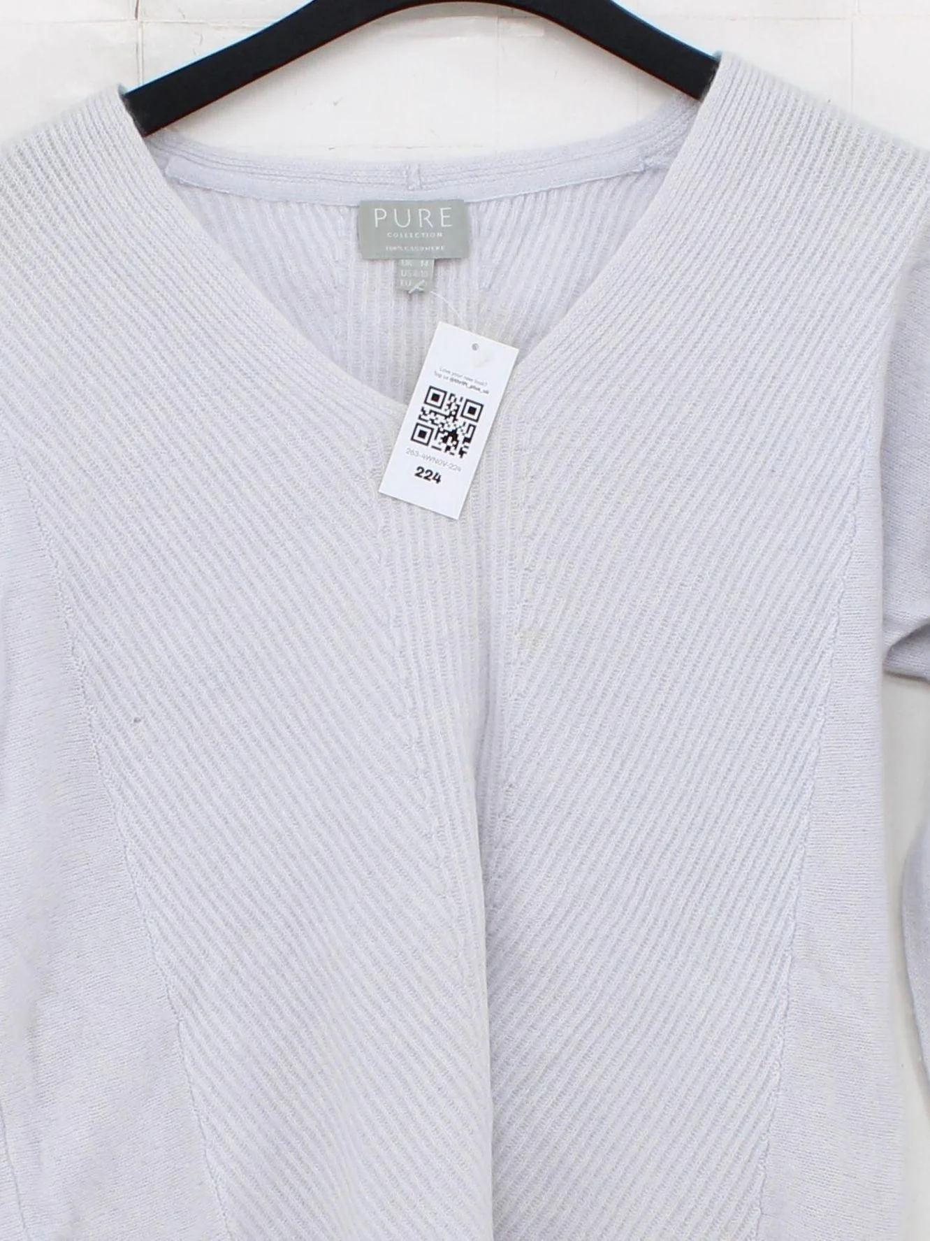 Pure Collection Women's Jumper M Grey 100% Cashmere V-Neck Pullover - Image 3