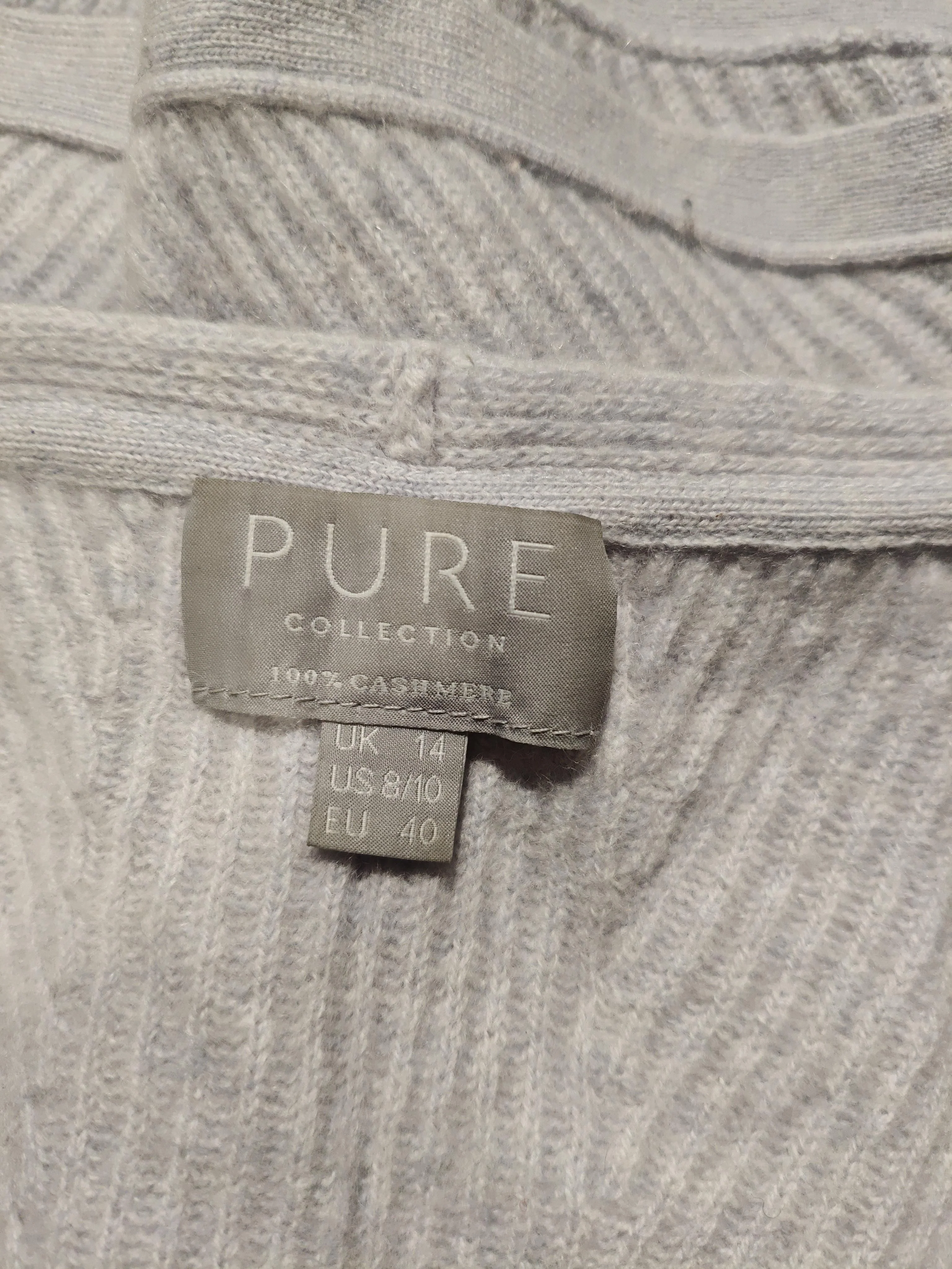 Pure Collection Women's Jumper M Grey 100% Cashmere V-Neck Pullover - Image 6