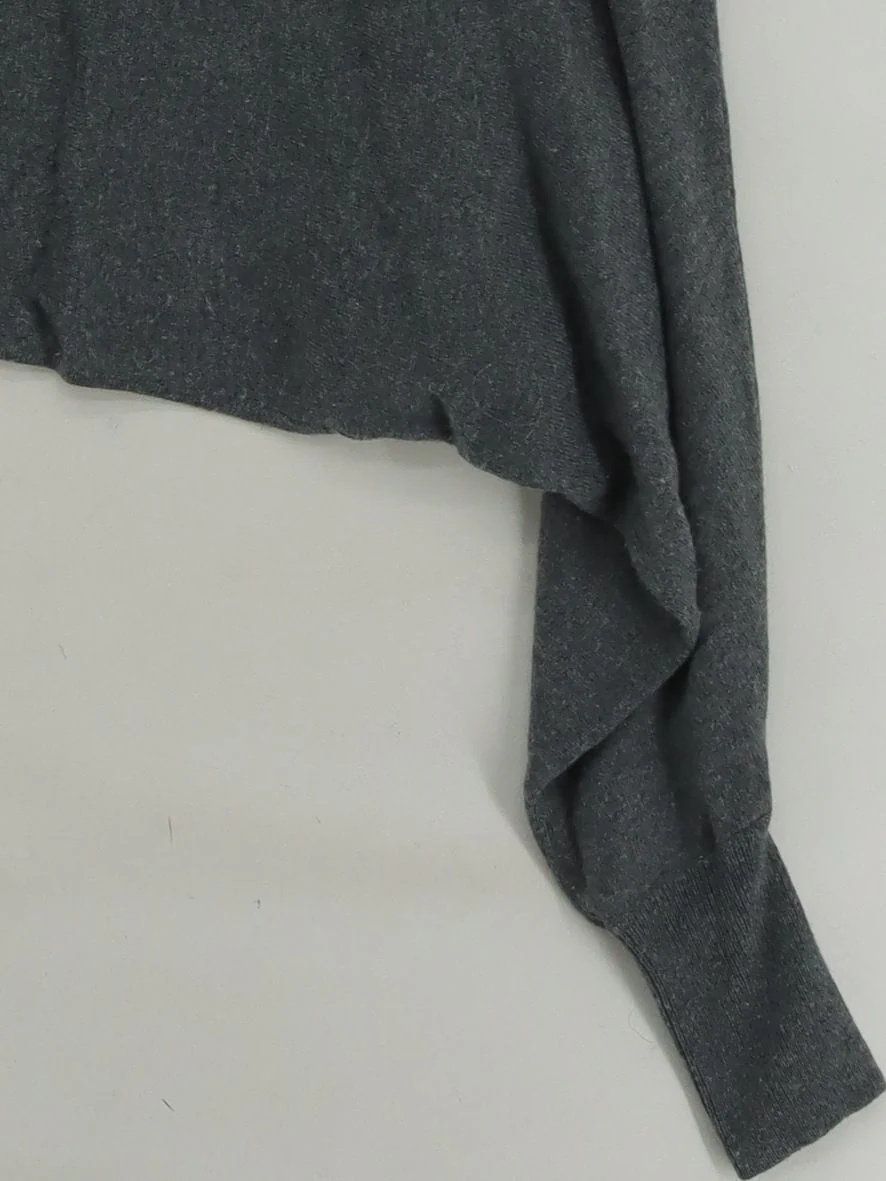 Pure Collection Women's Jumper UK 12 Grey Cotton with Wool, Cashmere Pullover - Image 4