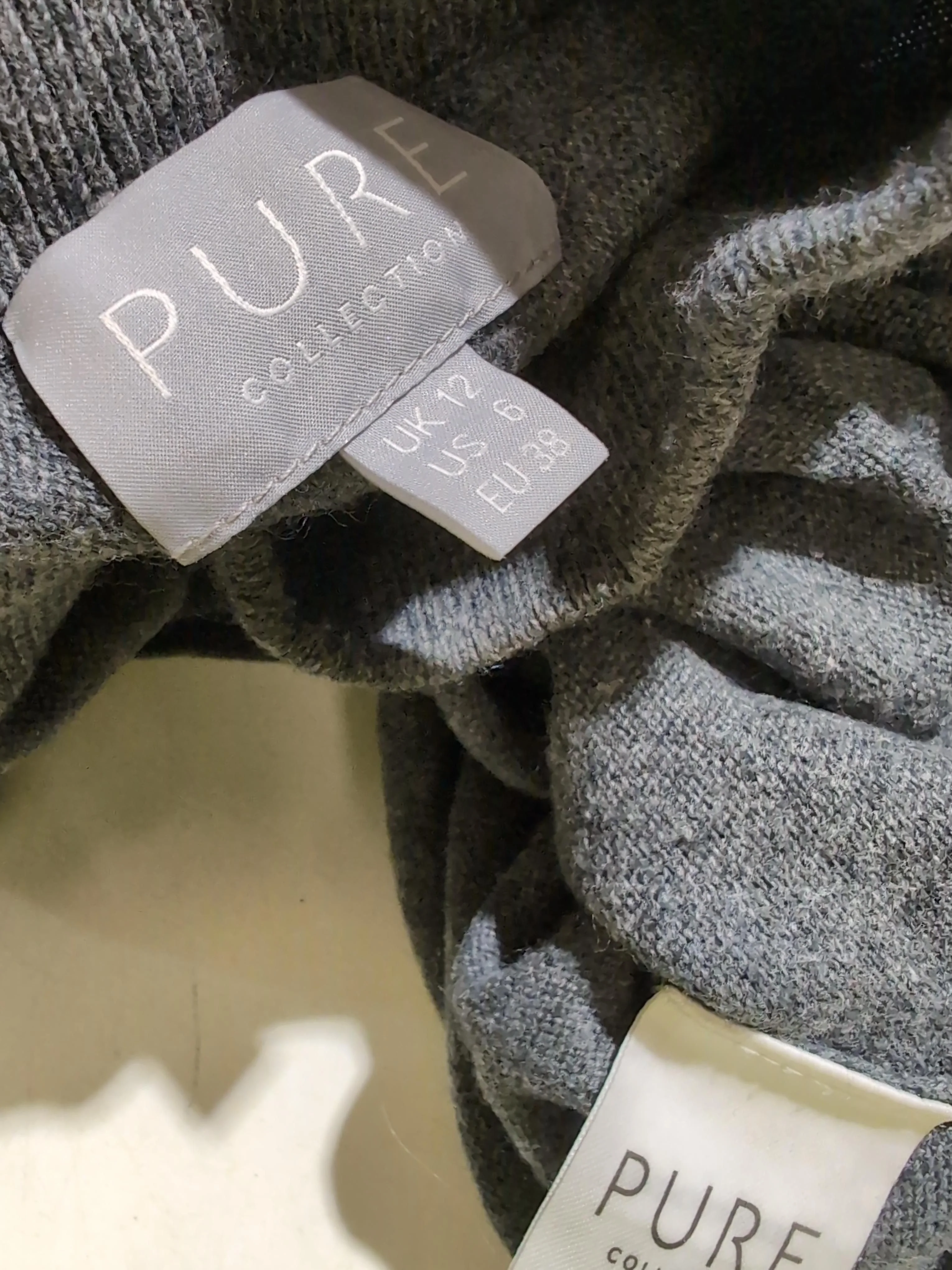 Pure Collection Women's Jumper UK 12 Grey Cotton with Wool, Cashmere Pullover - Image 5