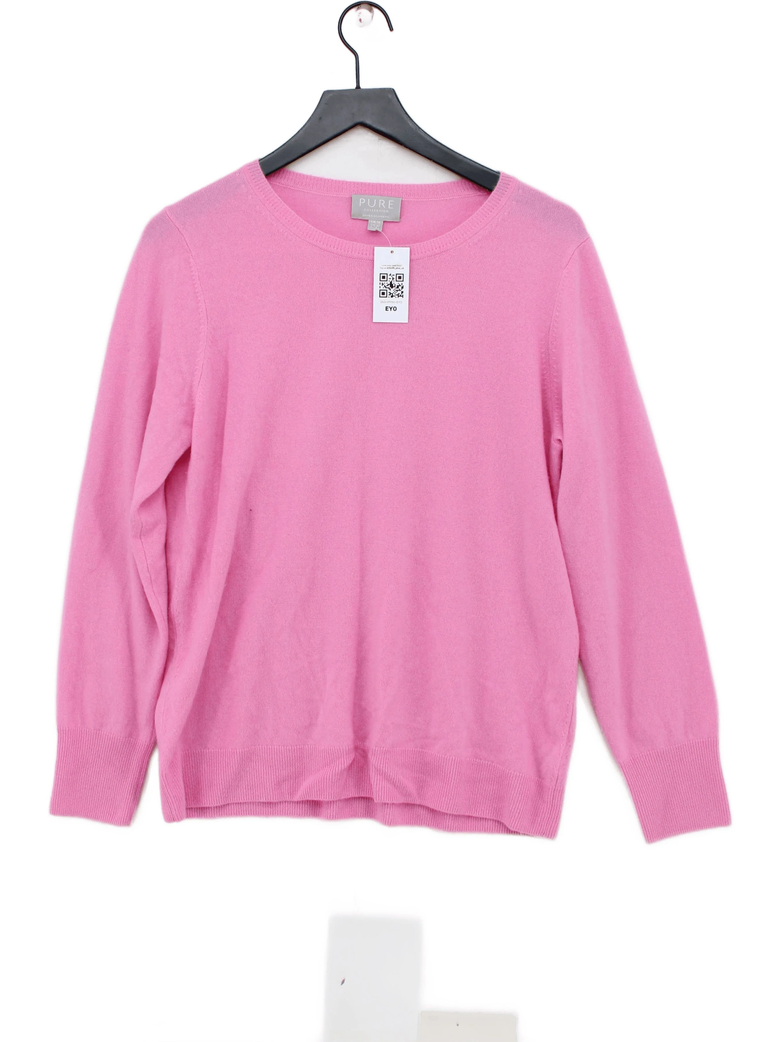 Pure Collection Women's Jumper UK 16 Pink 100% Cashmere Round Neck Pullover