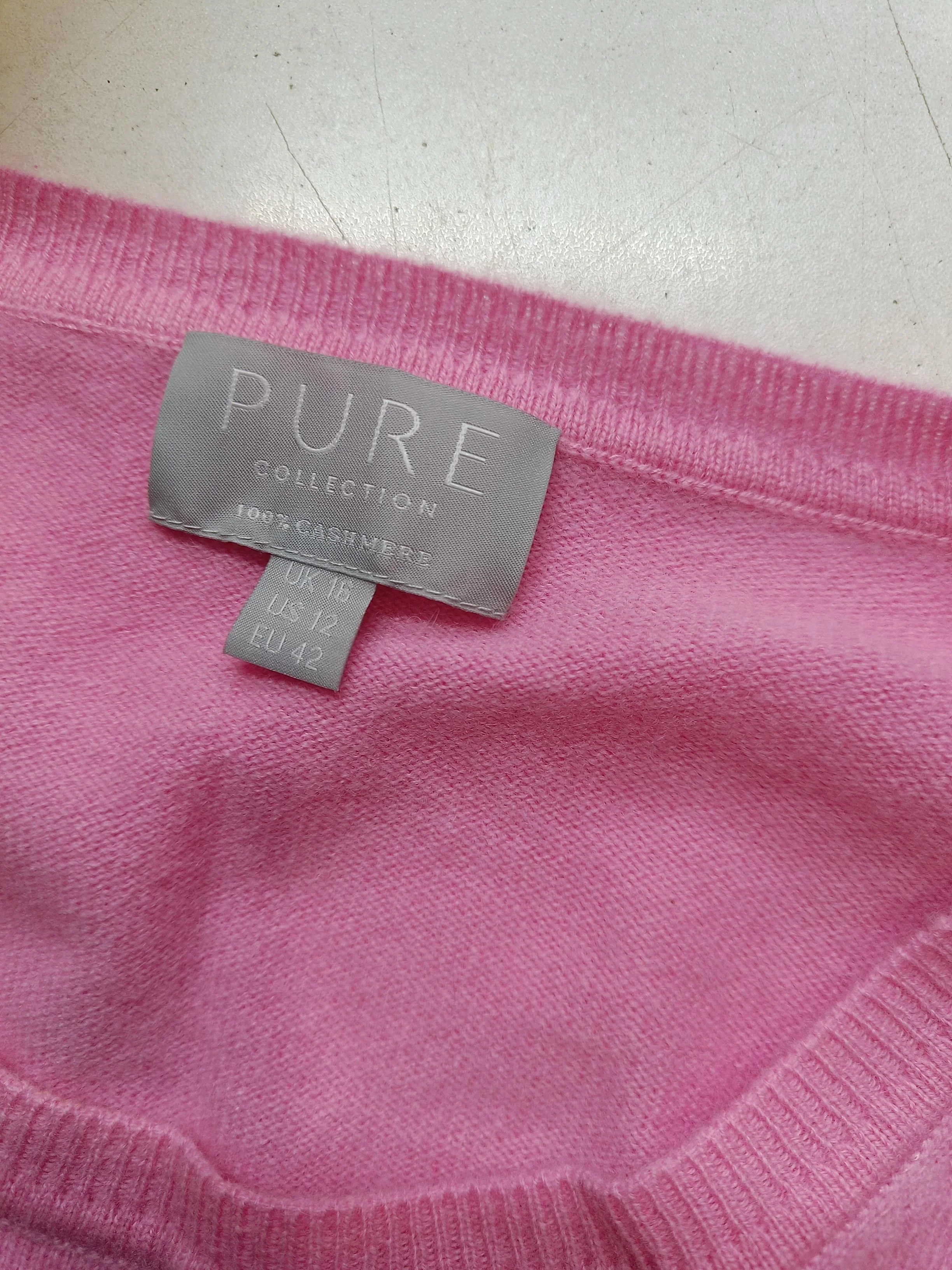 Pure Collection Women's Jumper UK 16 Pink 100% Cashmere Round Neck Pullover - Image 5