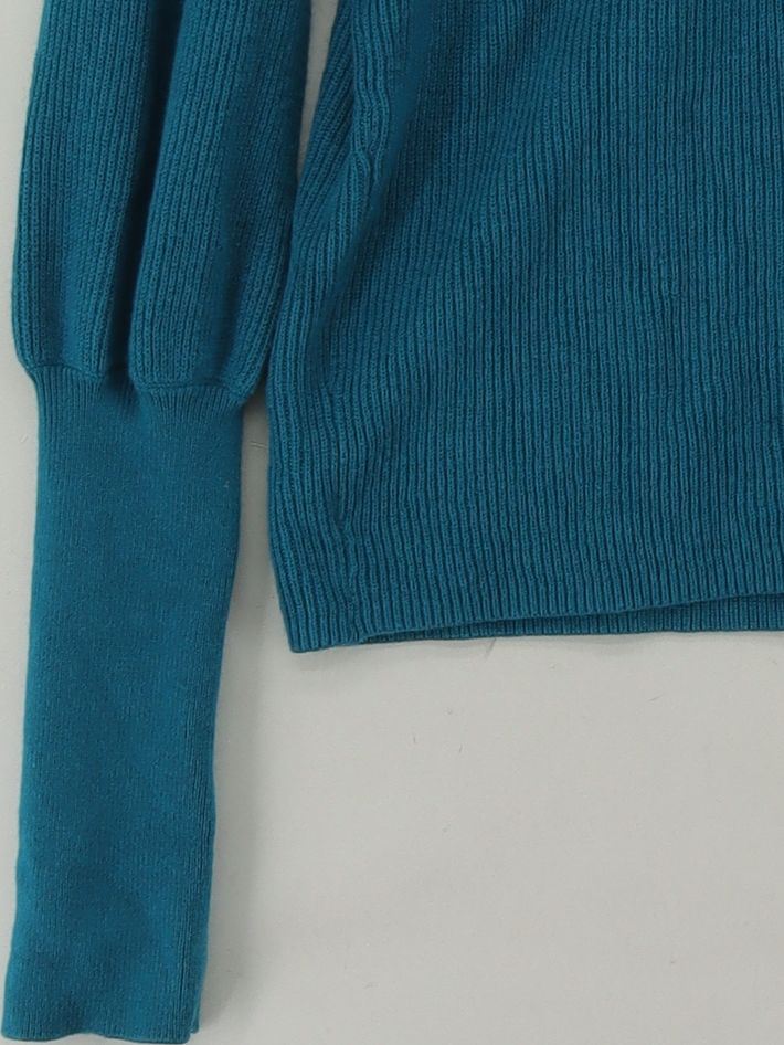 Pure Collection Women's Jumper UK 8 Blue Wool with Cotton Crew Neck Pullover - Image 4