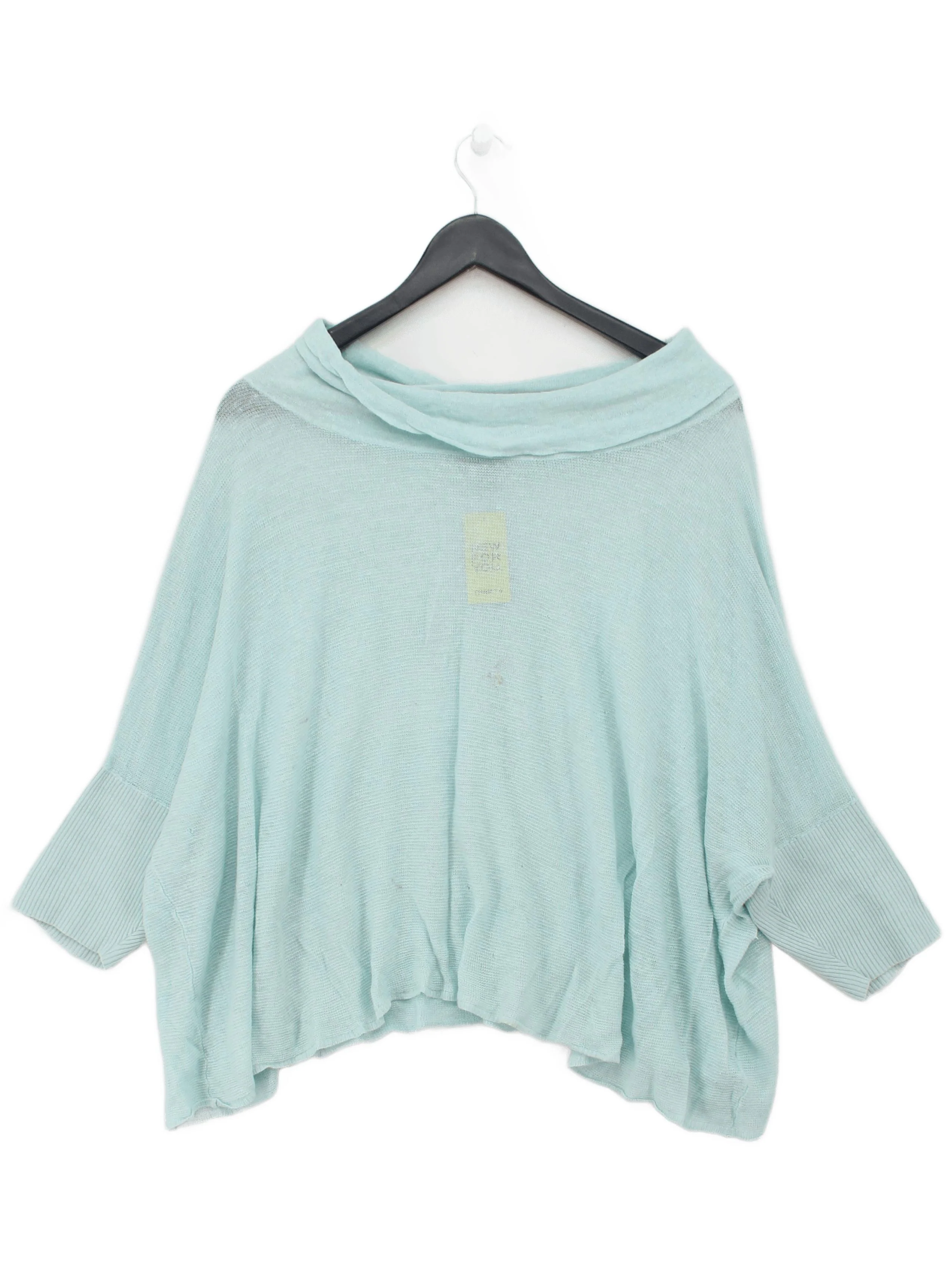 Pure Collection Women's Top L Green 100% Linen 3/4 Sleeve Collared Basic
