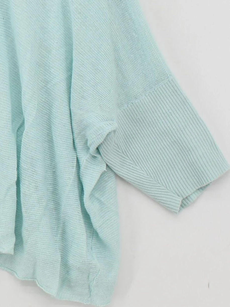 Pure Collection Women's Top L Green 100% Linen 3/4 Sleeve Collared Basic - Image 4