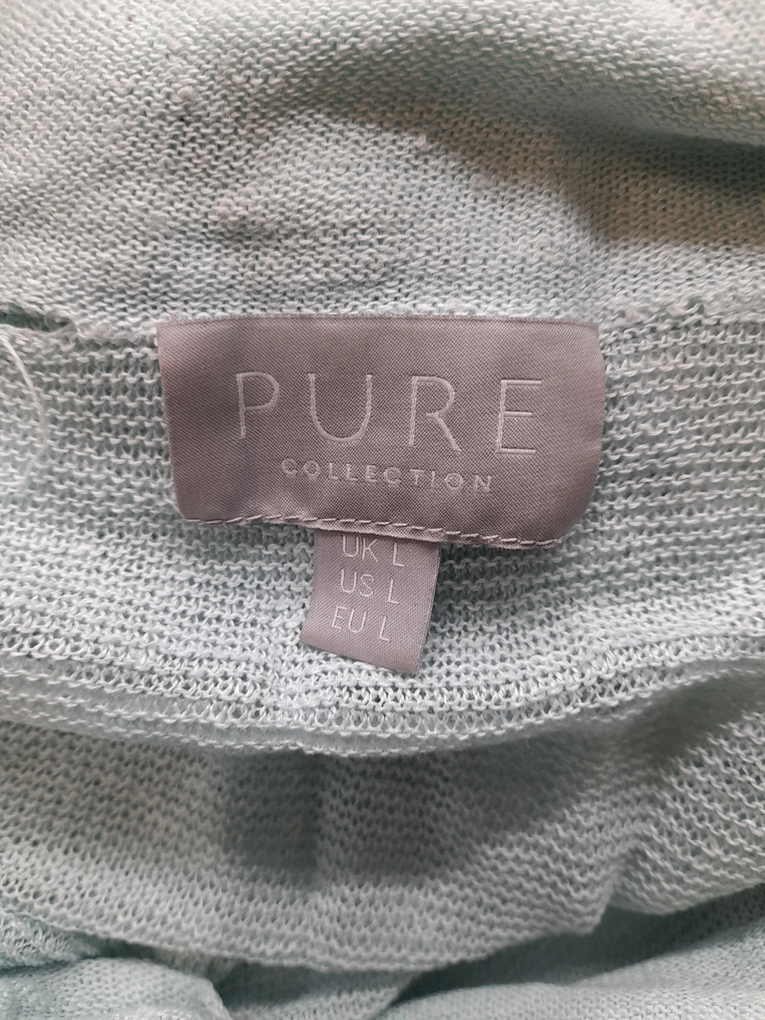 Pure Collection Women's Top L Green 100% Linen 3/4 Sleeve Collared Basic - Image 8