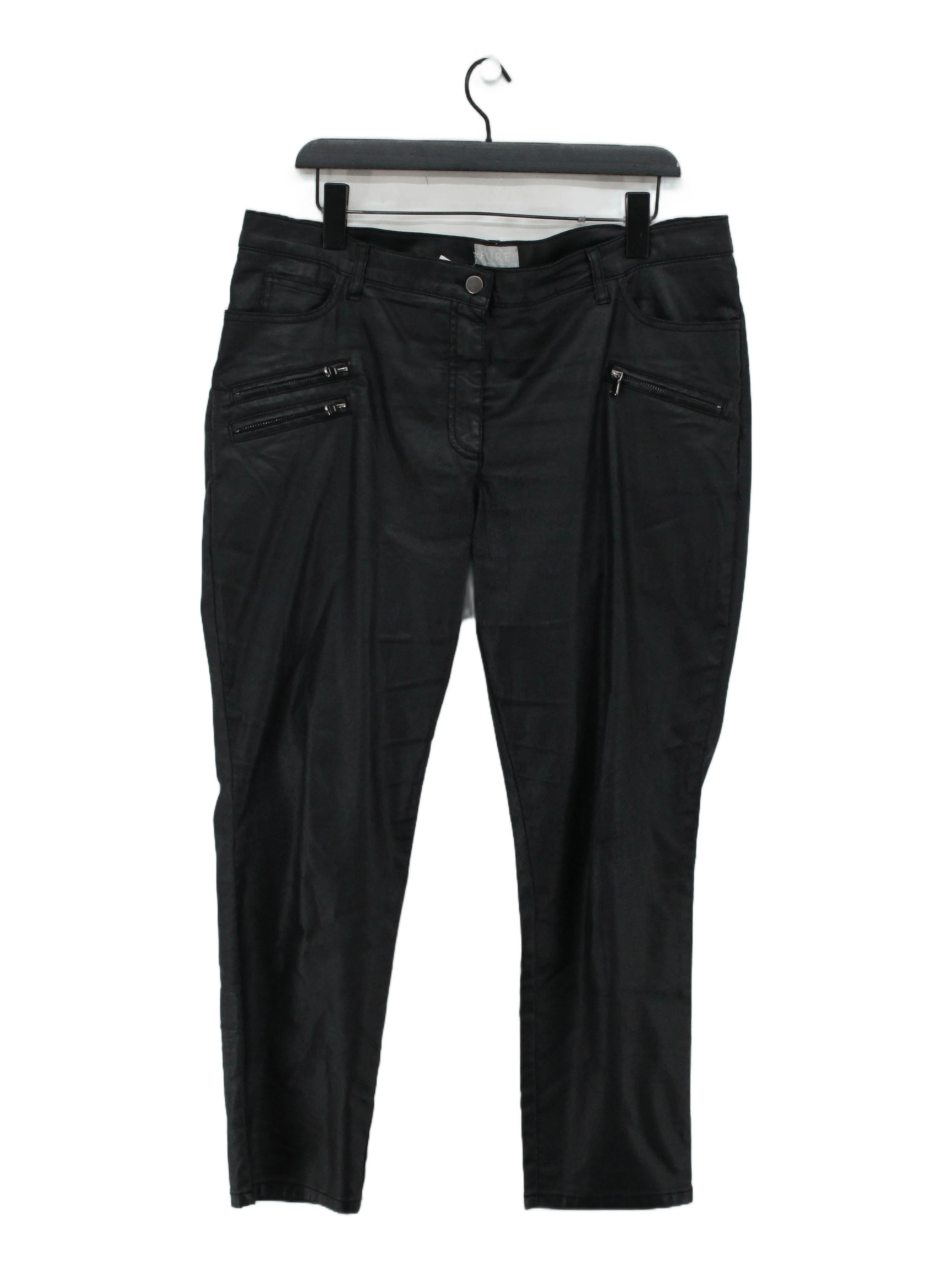 Pure Collection Women's Trousers L Black Cotton with Polyester, Elastane Chino
