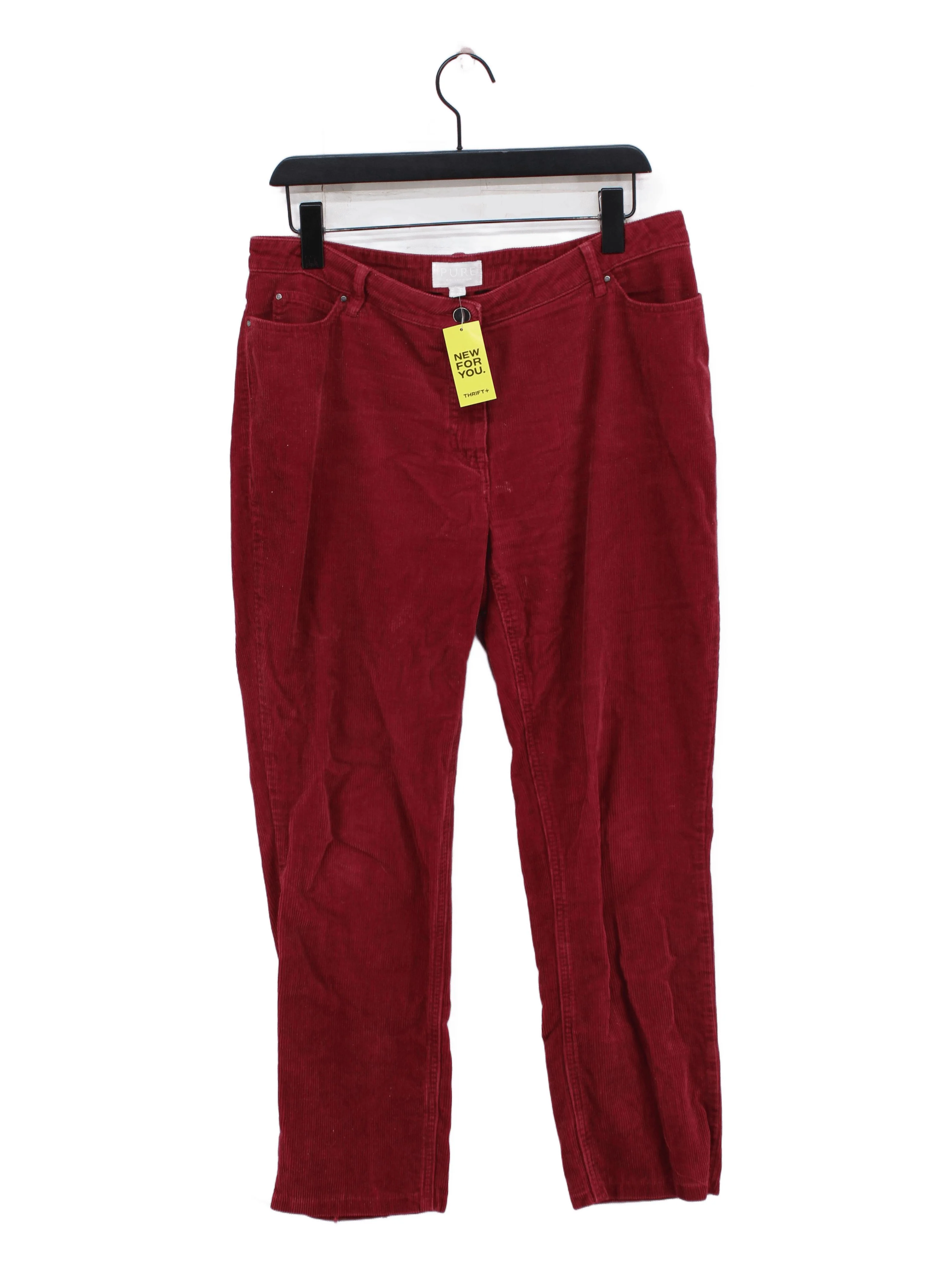 Pure Collection Women's Trousers UK 16 Red Cotton with Elastane Straight Chino
