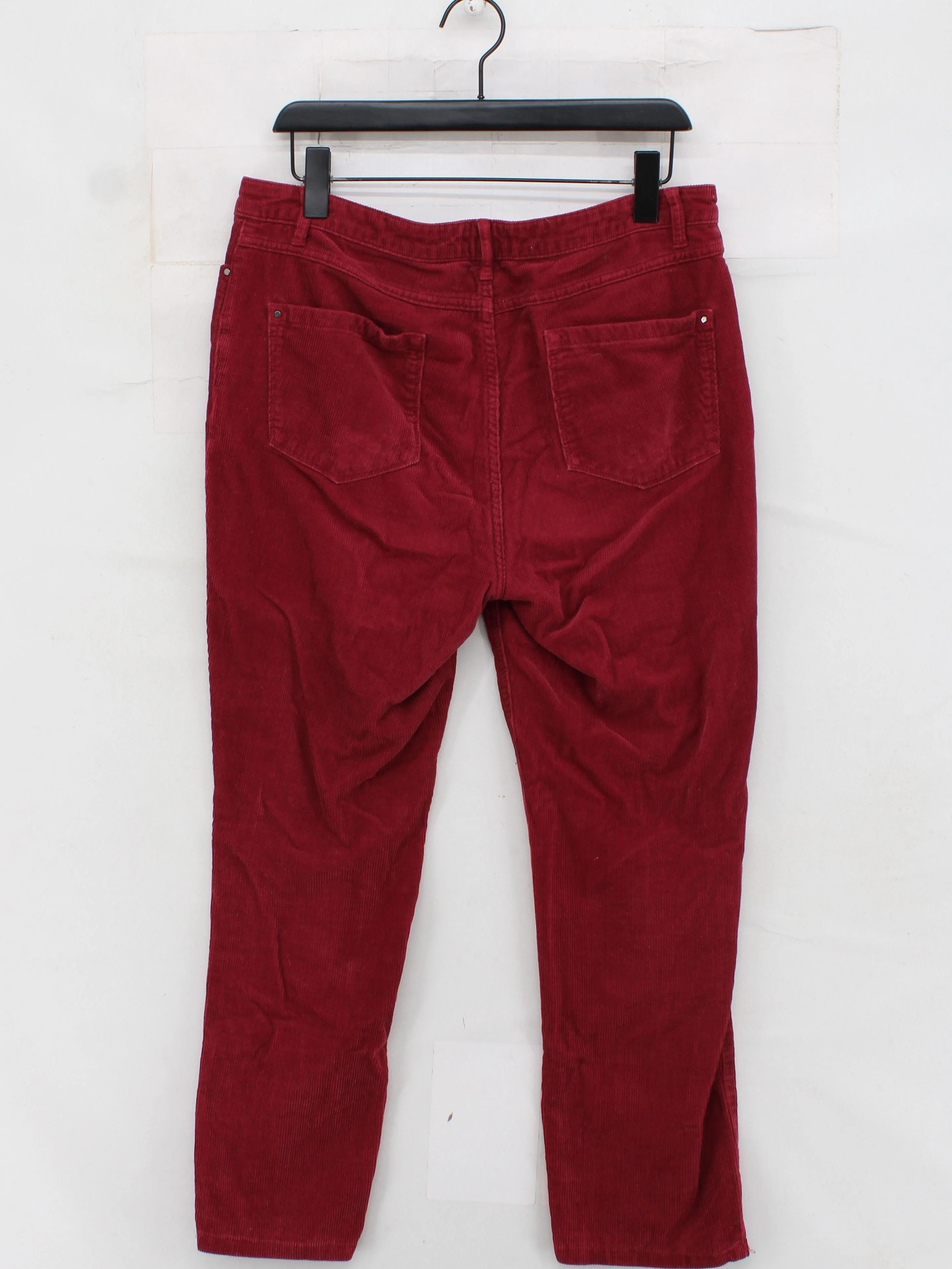 Pure Collection Women's Trousers UK 16 Red Cotton with Elastane Straight Chino - Image 2