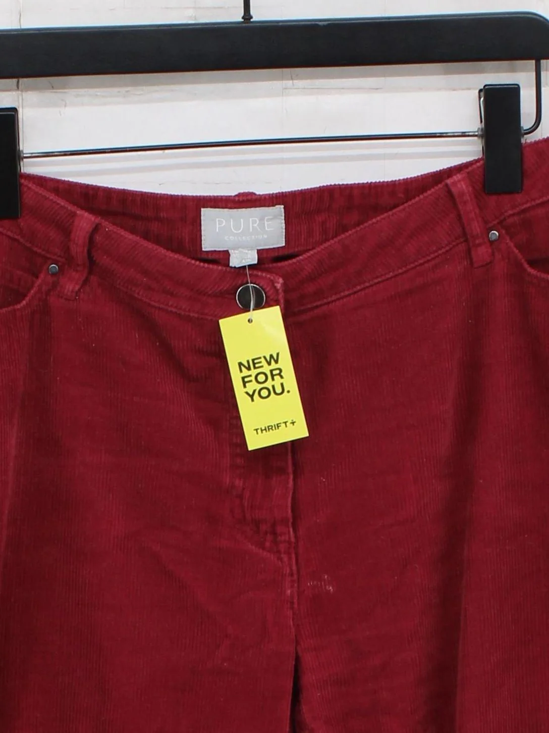 Pure Collection Women's Trousers UK 16 Red Cotton with Elastane Straight Chino - Image 3