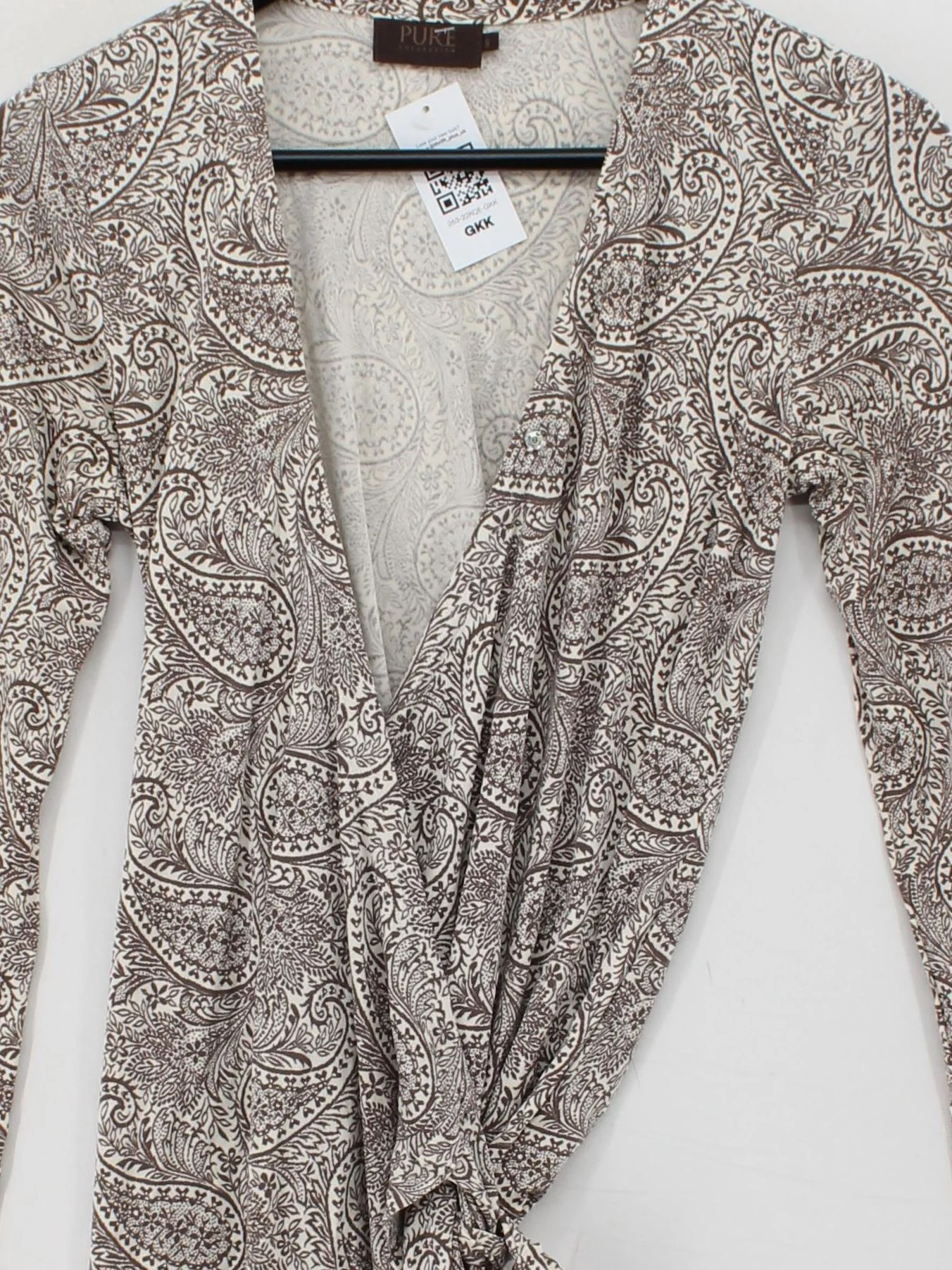 Pure Collection Wrap Mini Dress UK8 in Brown - Image 3