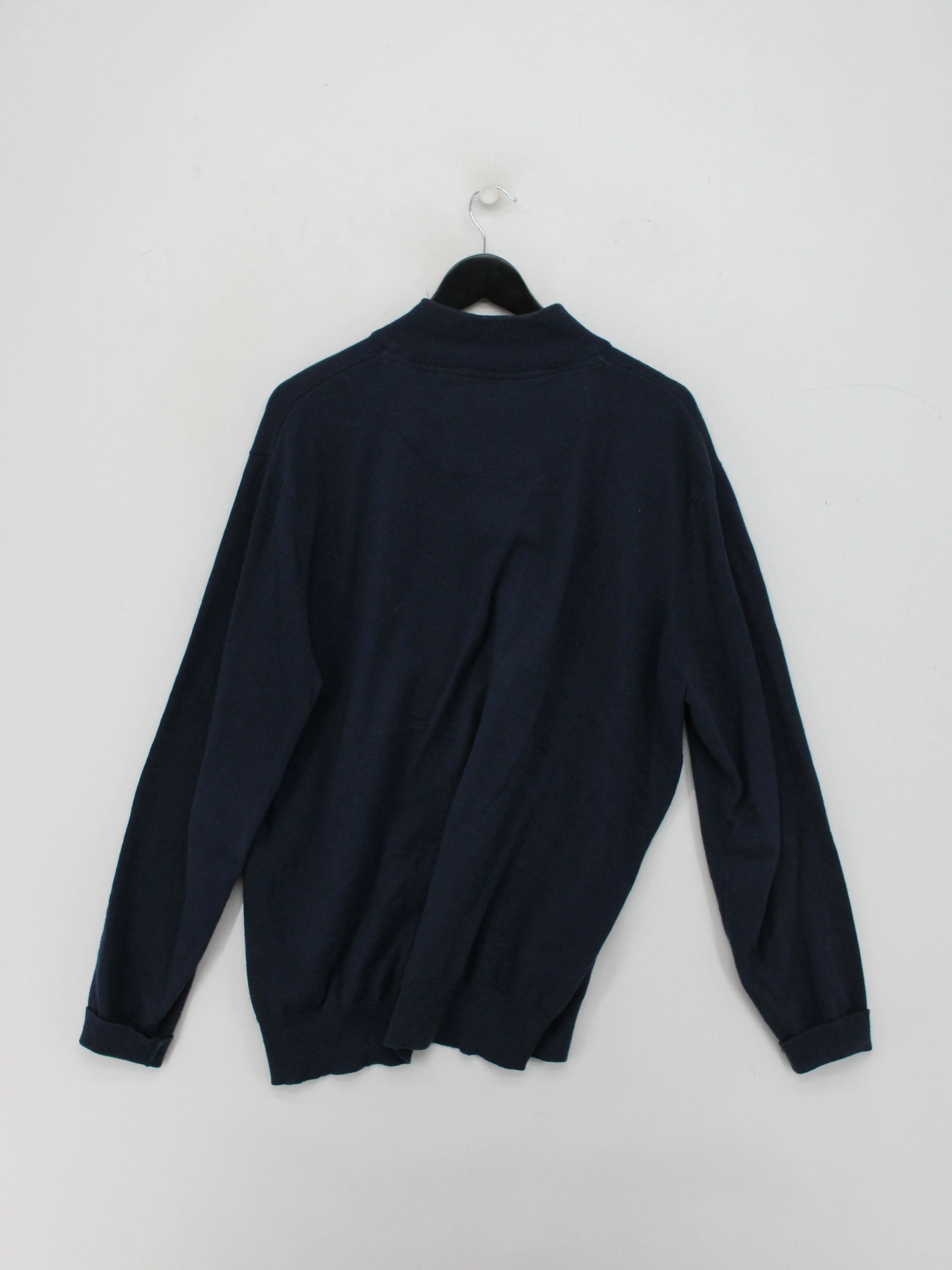 Quba & Co. Men's Jumper M Blue Cotton with Cashmere Mock Neck Pullover - Image 2