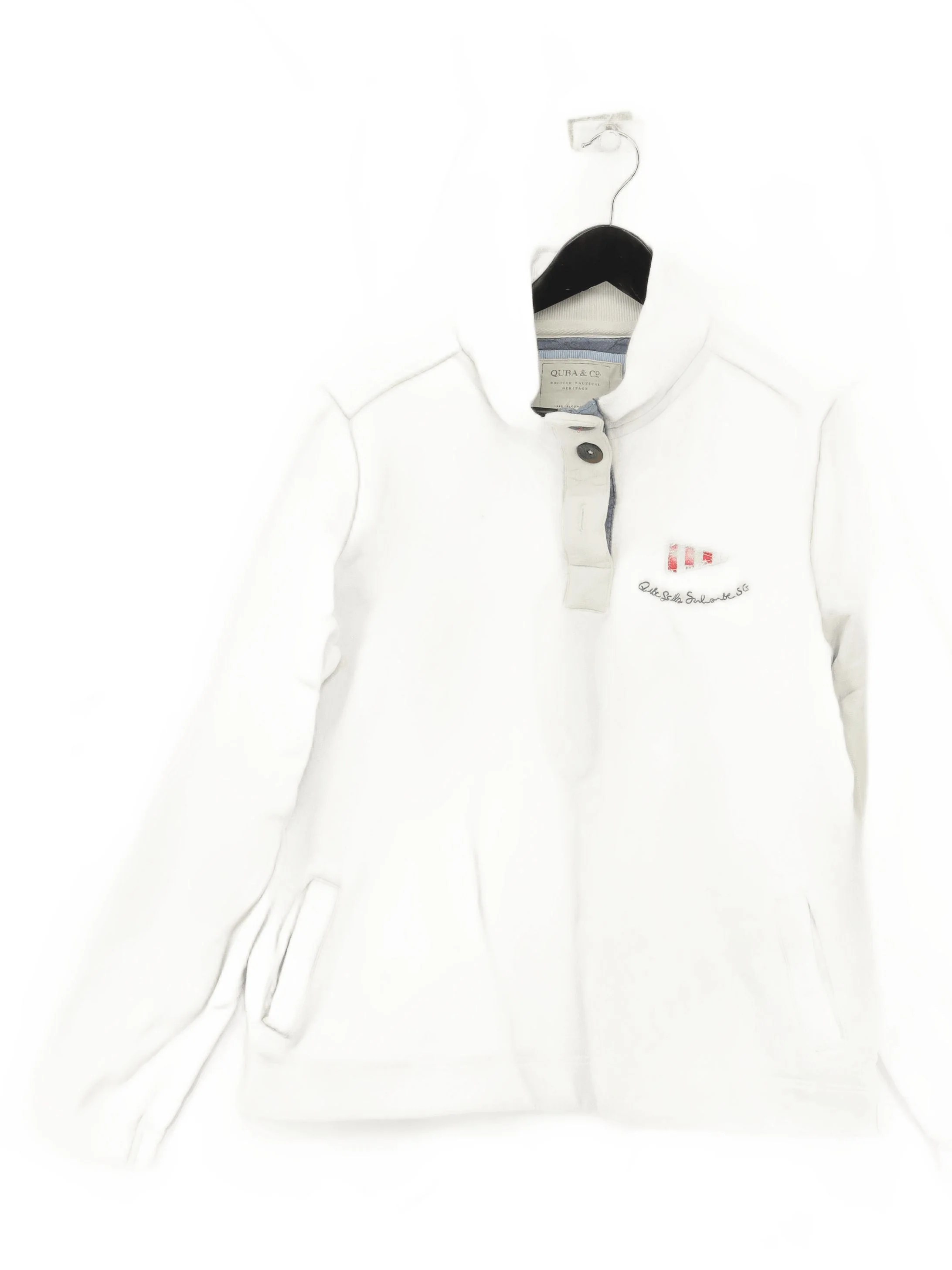 Quba & Co. Men's Jumper M White Cotton with Polyester Collared Pullover