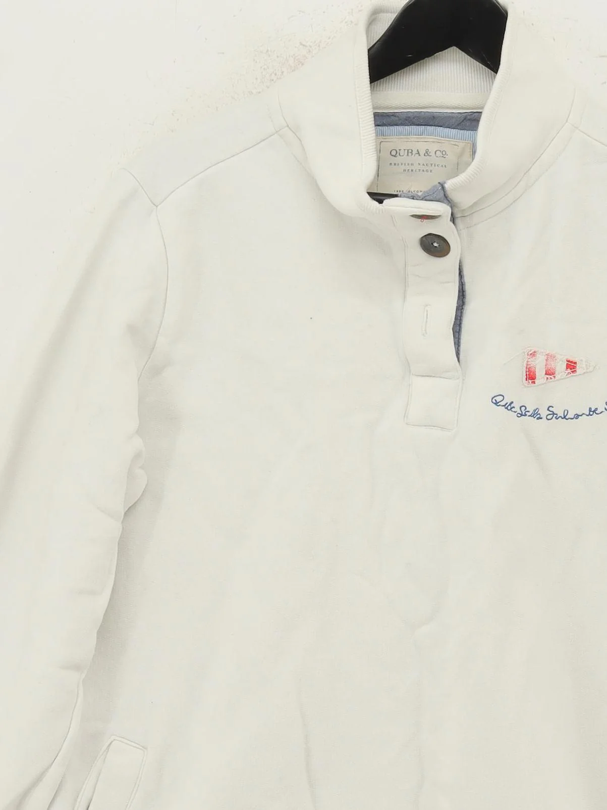 Quba & Co. Men's Jumper M White Cotton with Polyester Collared Pullover - Image 3