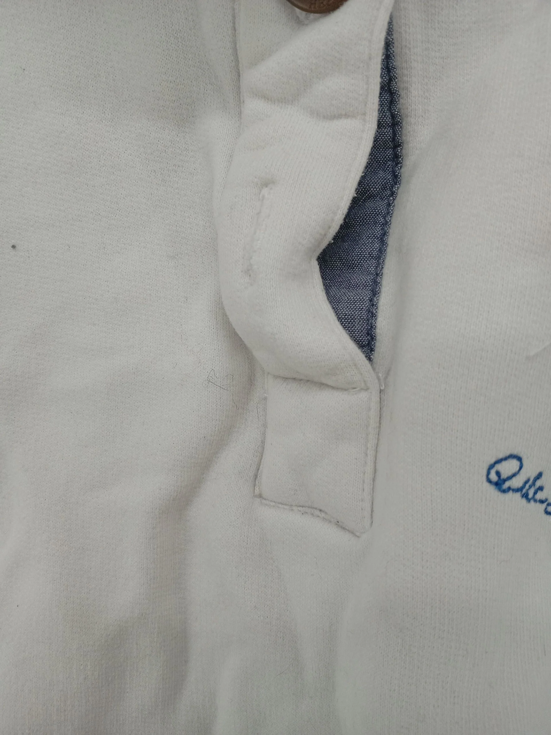 Quba & Co. Men's Jumper M White Cotton with Polyester Collared Pullover - Image 6