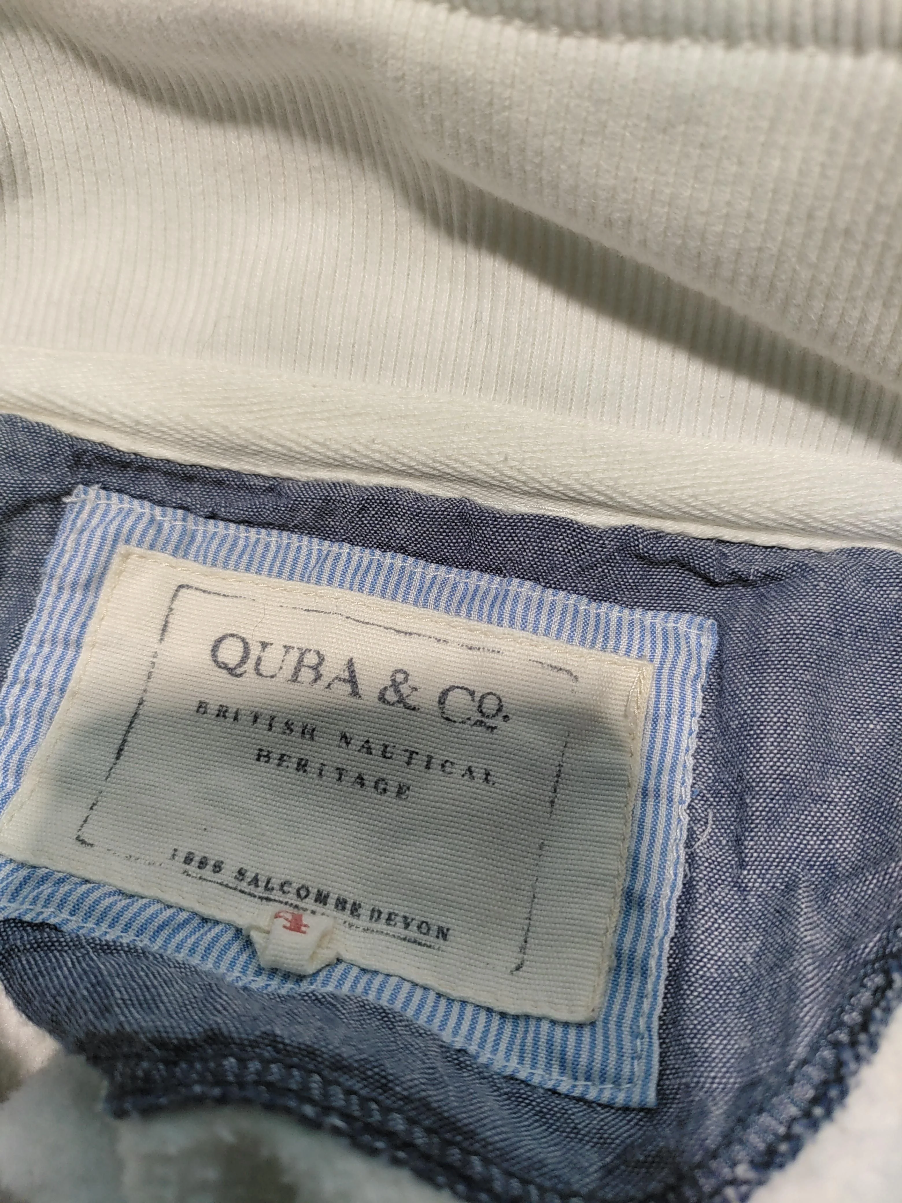 Quba & Co. Men's Jumper M White Cotton with Polyester Collared Pullover - Image 7