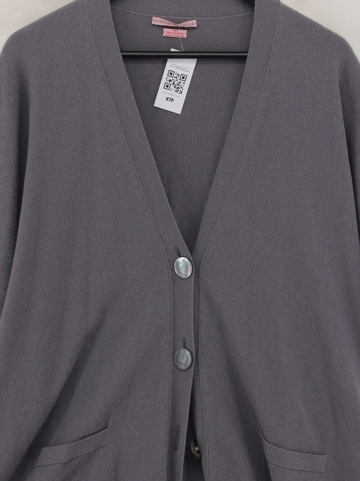 Queene And Belle Women's Cardigan L Grey 100% Cashmere V-Neck Cardigan - Image 3