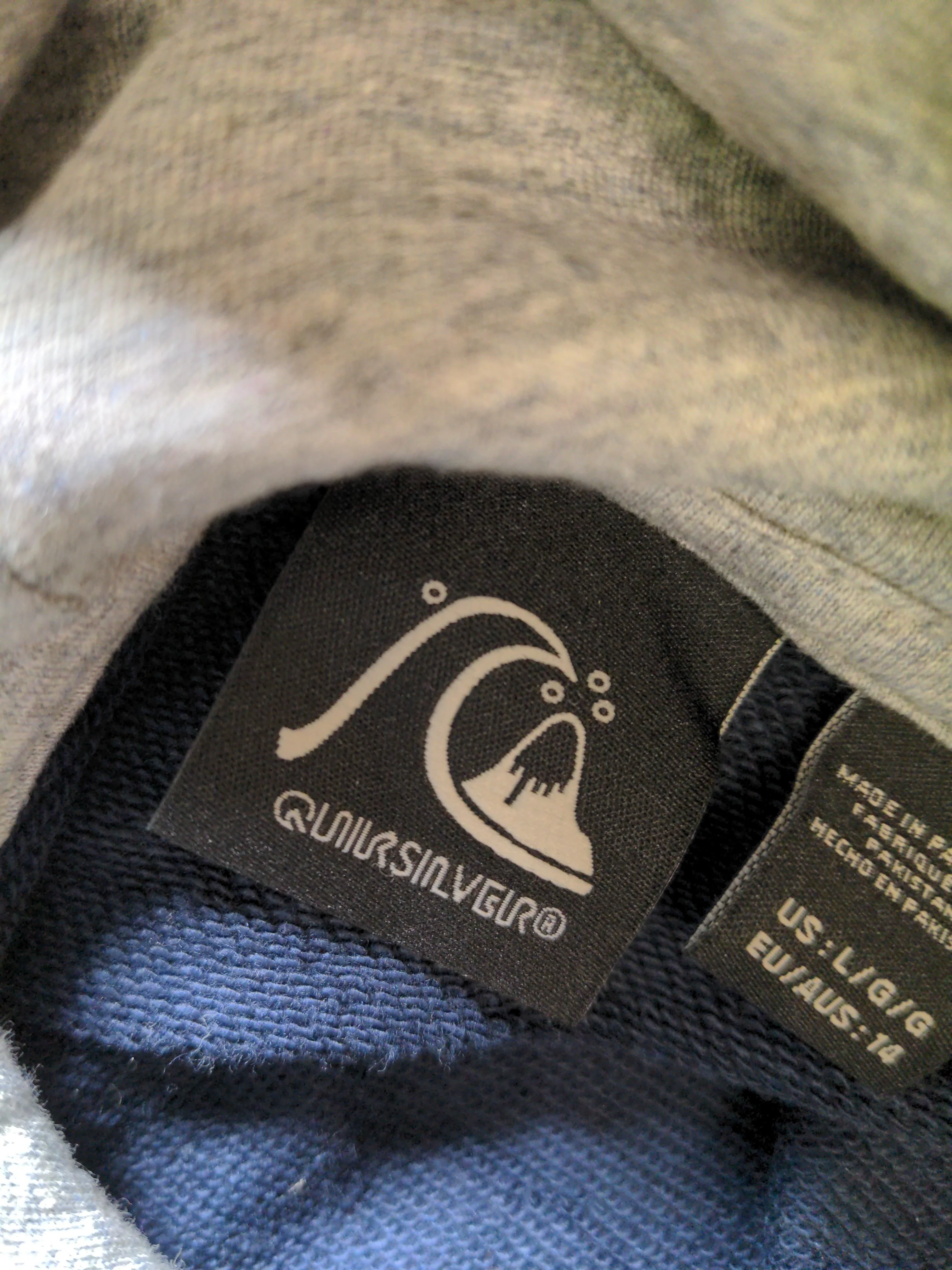 Quiksilver Men's Hoodie L Blue Graphic Cotton with Polyester Pullover - Image 5