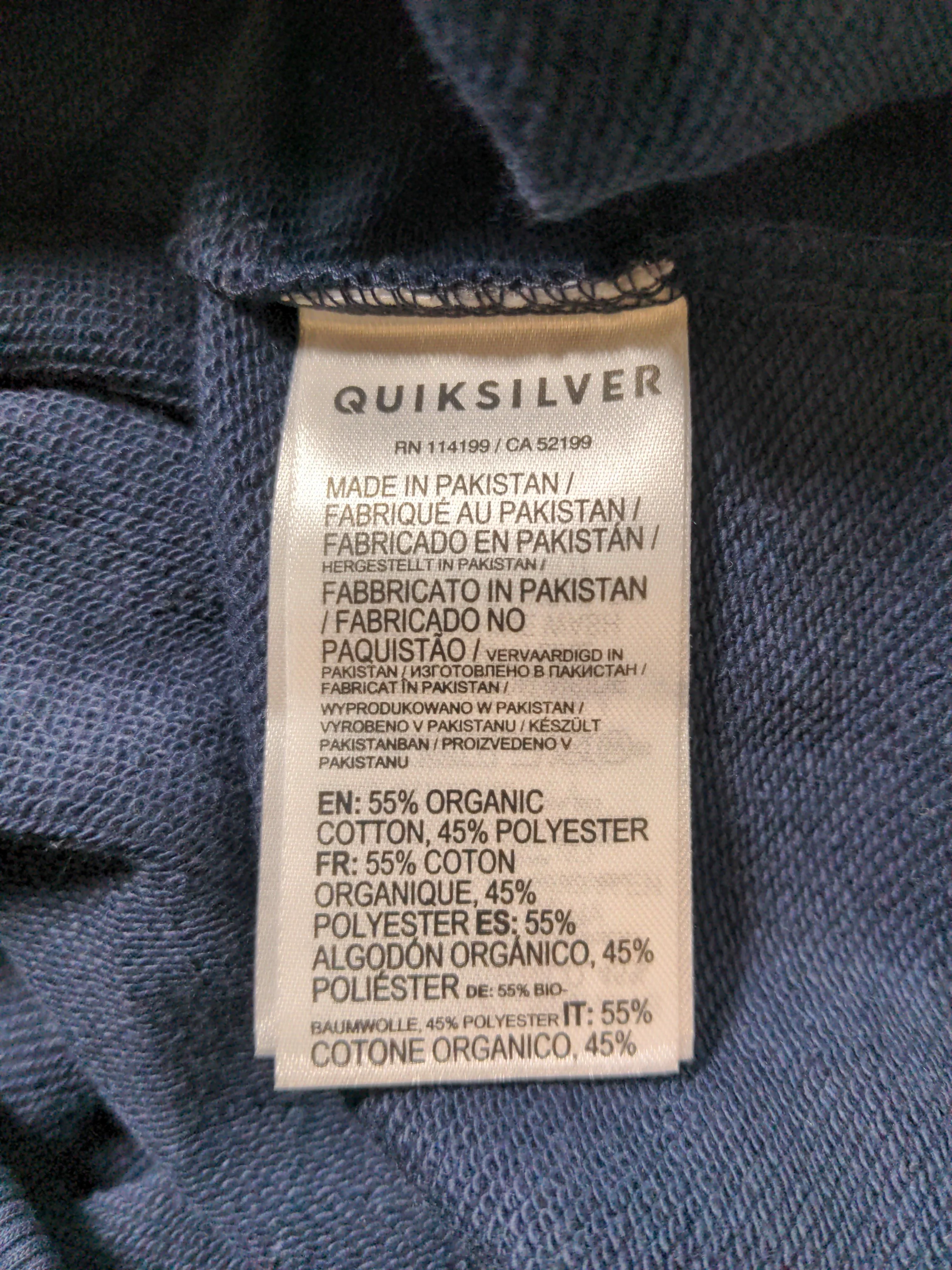 Quiksilver Men's Hoodie L Blue Graphic Cotton with Polyester Pullover - Image 6